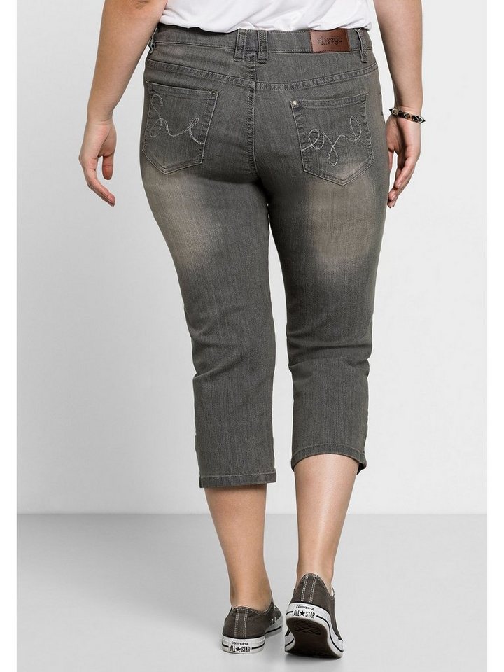 Sheego Caprijeans Große Größen mit Used-Effekten