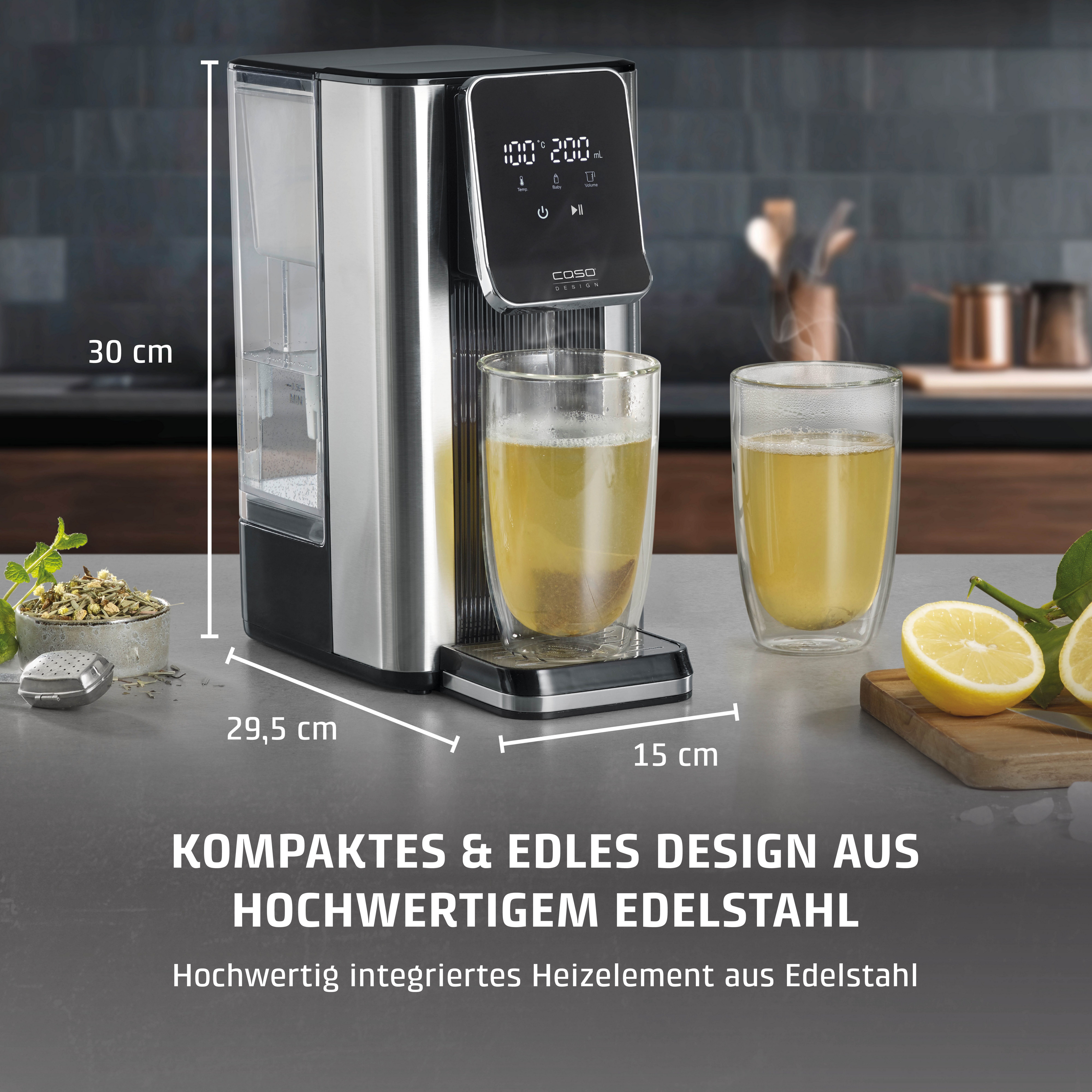 Caso Heißwasserspender HW 630, 2600 W, 7 Mengenausgaben, 13 verschiedene Temperatureinstellungen