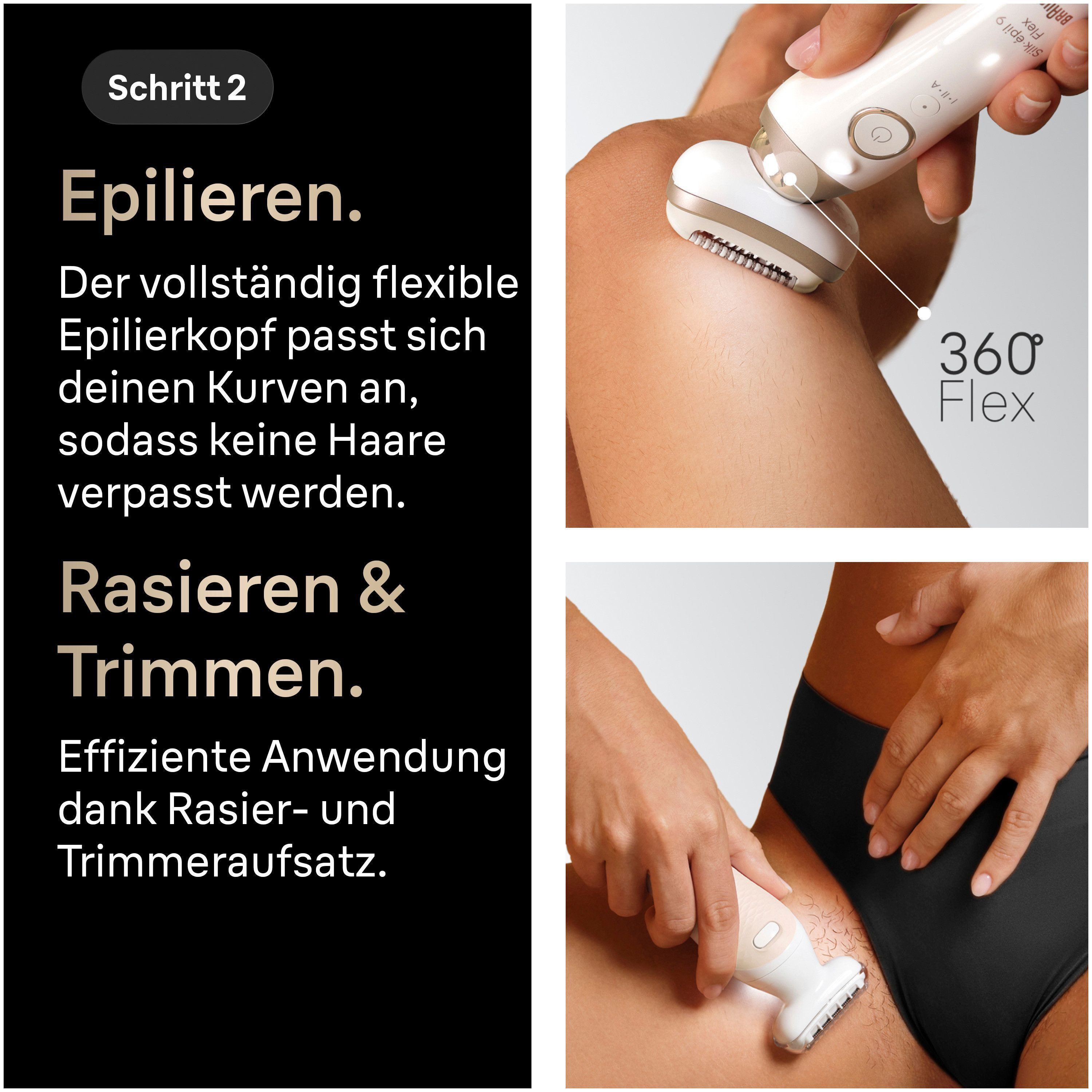 Braun Epilierer Silk-épil Flex SkinSpa 9 SES9-481 3D (Modell 2026) 9-681 (Modell 2025), All-In-One Set, FaceSpa-Epilierer & Mini-Rasierer für das Gesicht – Bild 5 von 5