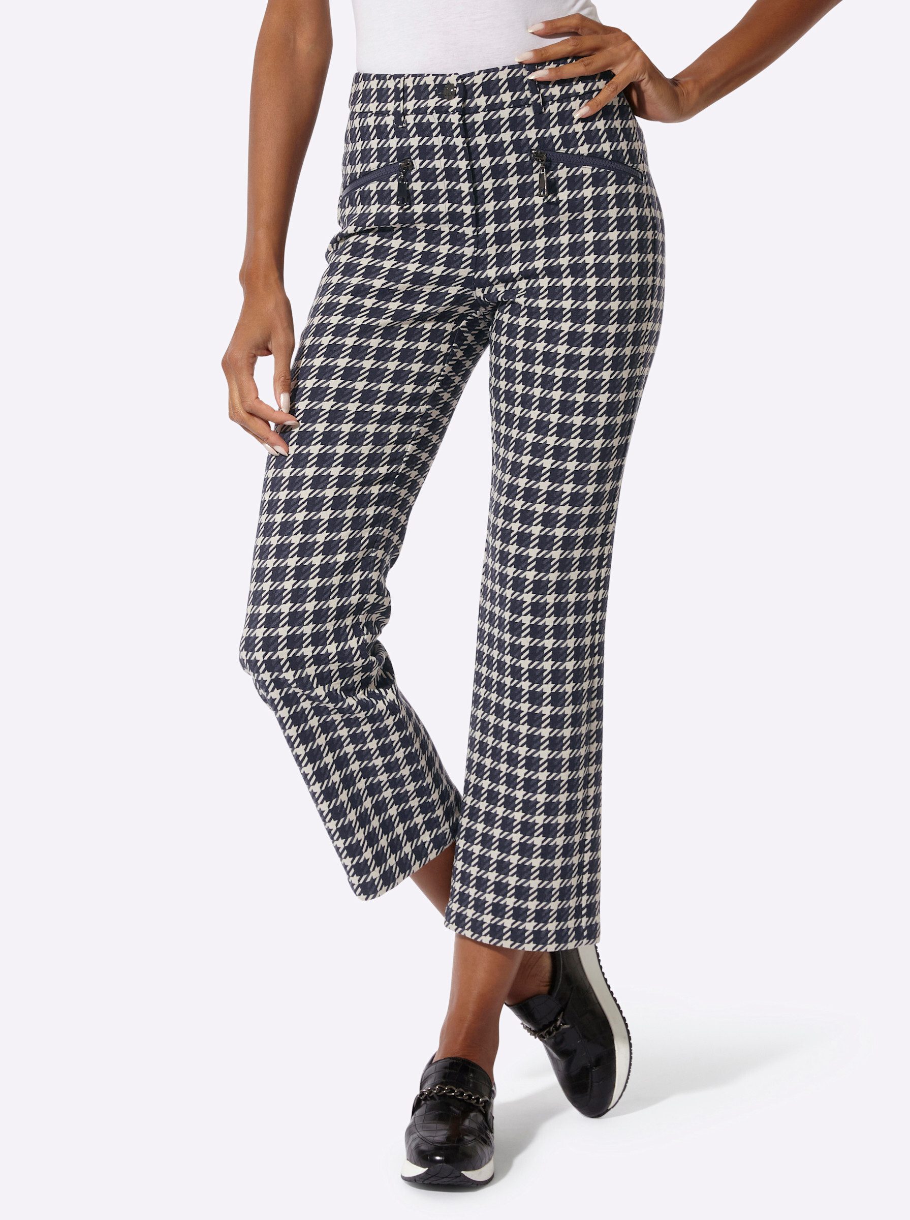 creation L Jerseyhose Jacquard-Hose komfortabel