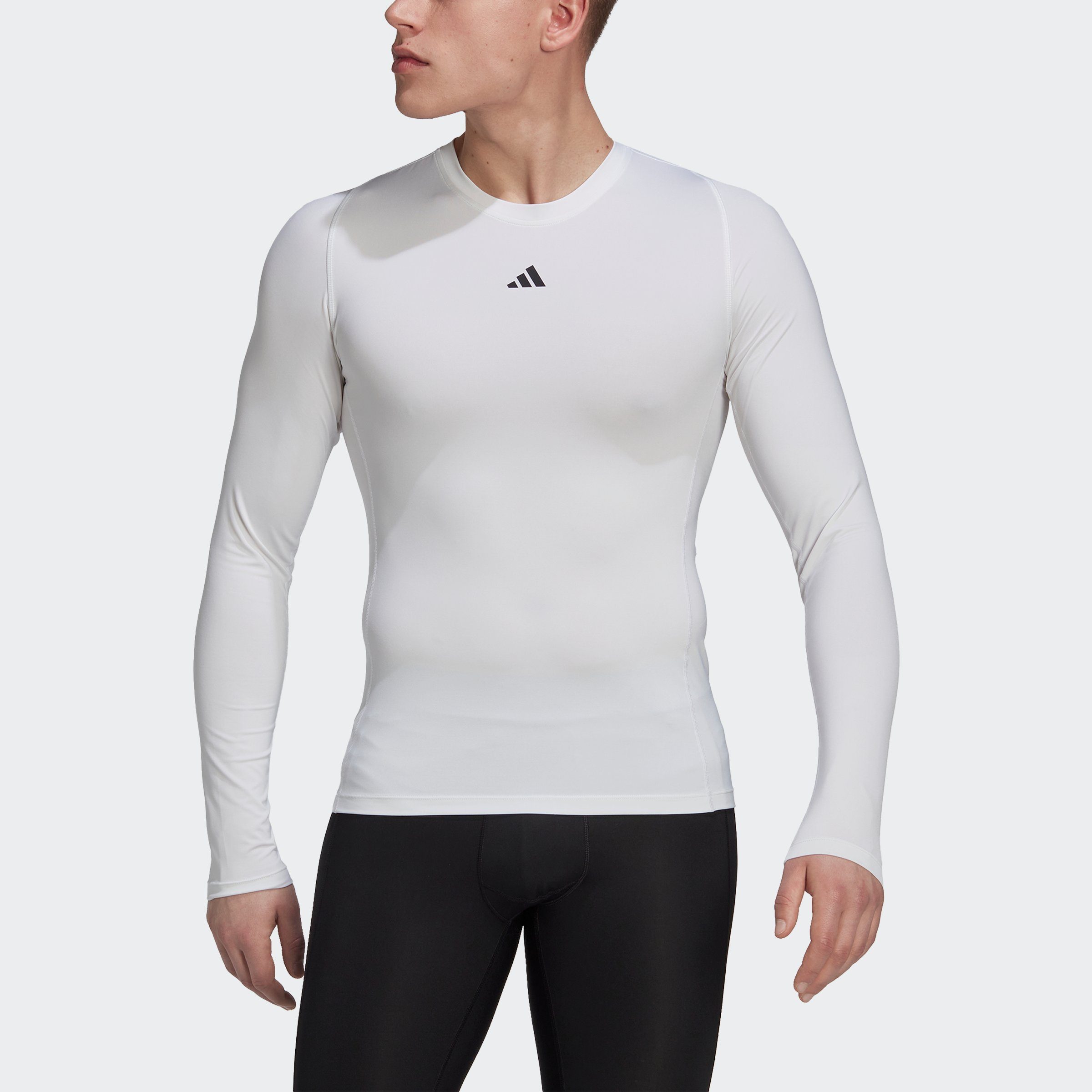 TECHFIT adidas White TRAINING LONGSLEEVE Performance Funktionsshirt