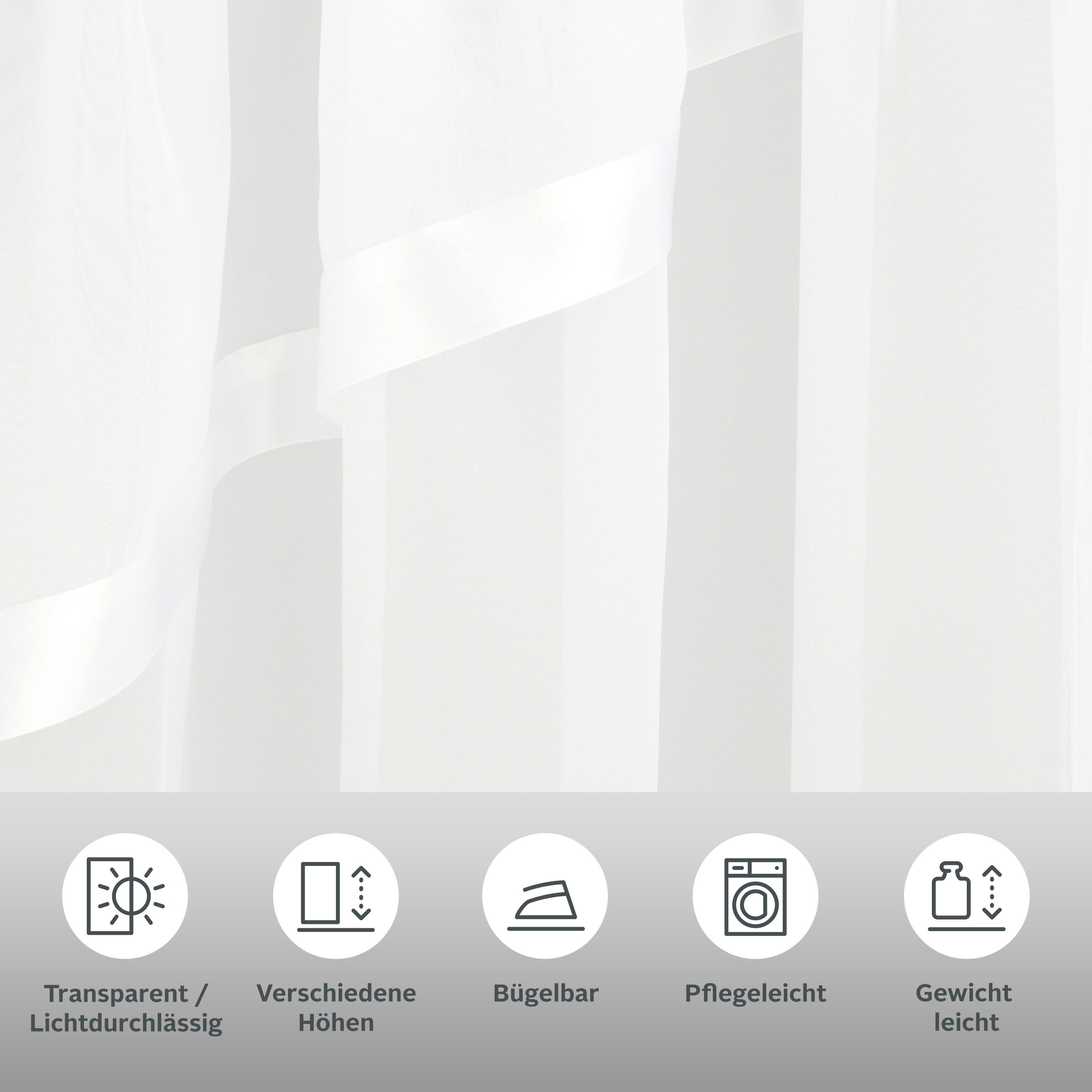 OTTO home Kuvertstore Eby (1 St), Kräuselband, transparent, Satin, Gardine, Fertiggardine, transparent