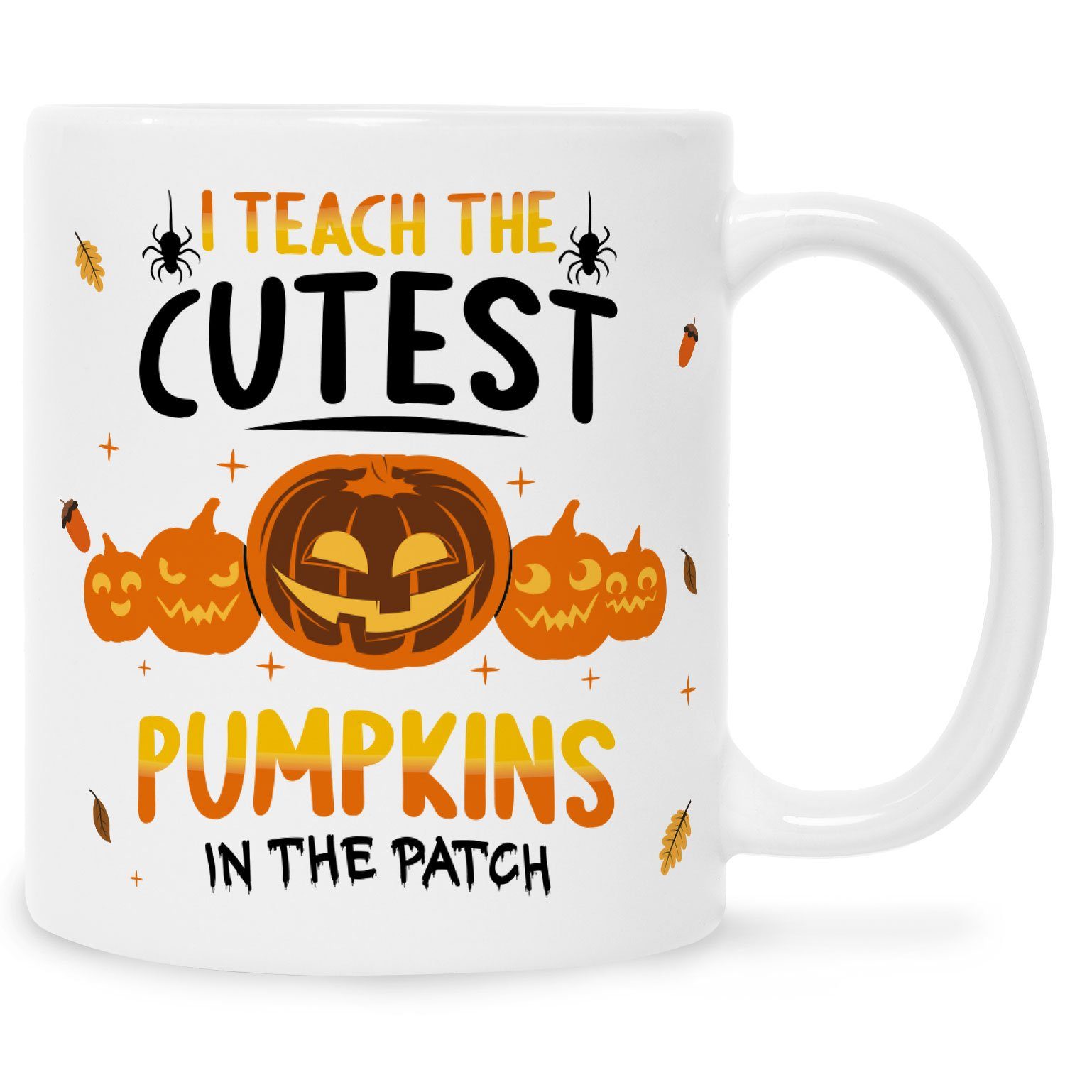 GRAVURZEILE Tasse mit Spruch - I teach the cutest Pumpkins - Schaurige Halloween Tasse Weiß | Teetassen