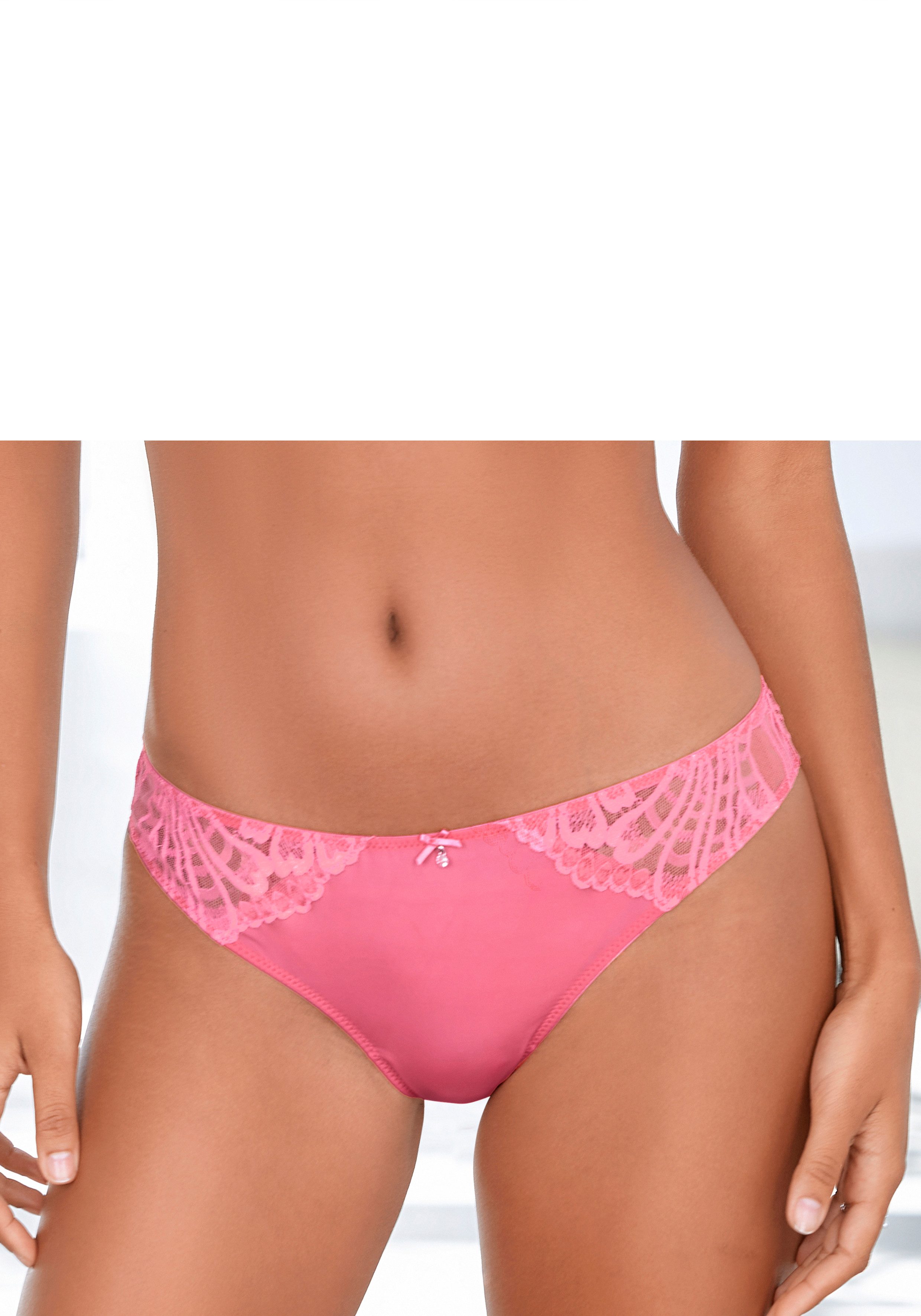 LASCANA Tanga Flora hinten aus leicht transparenter Spitze