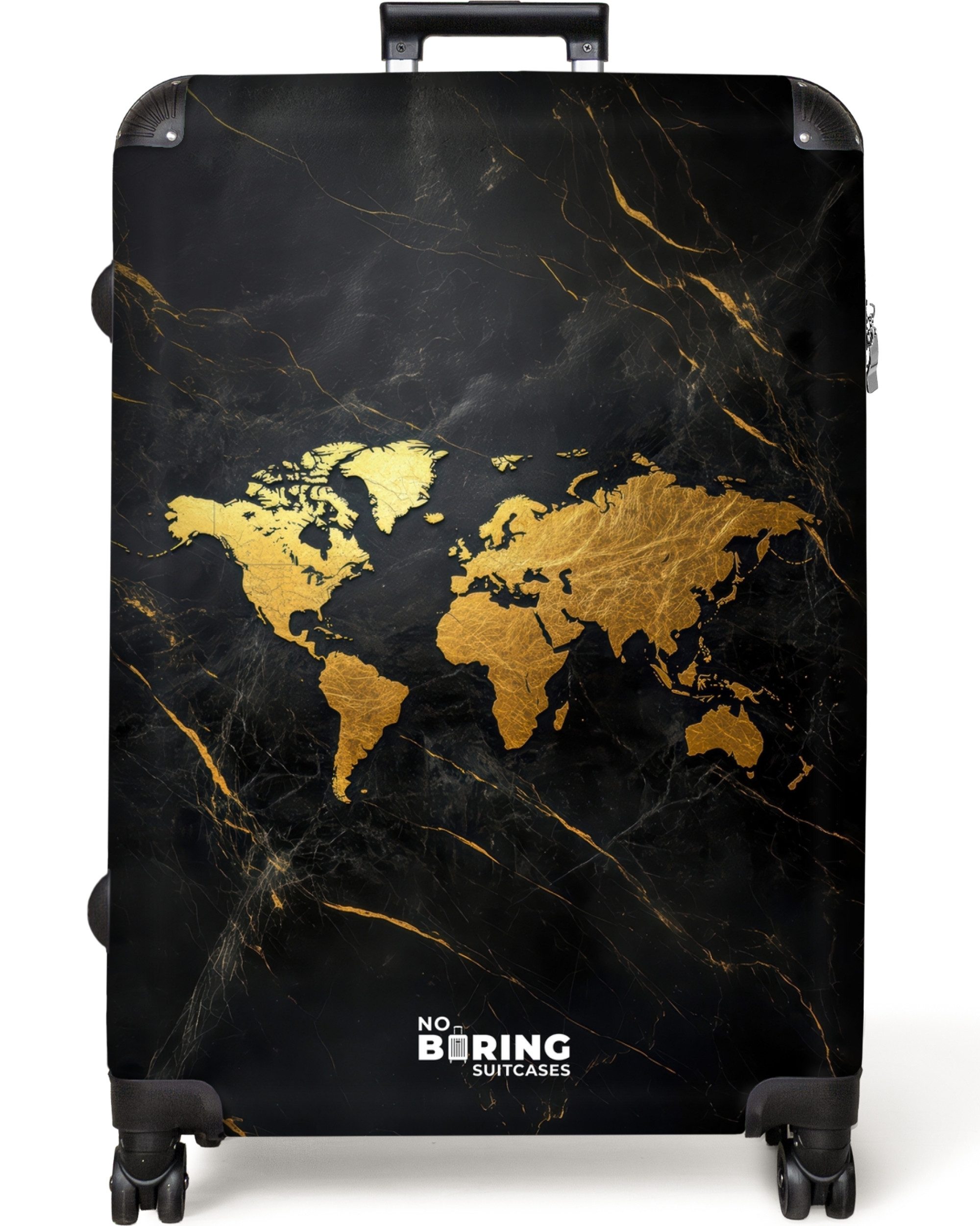 NoBoringSuitcases.com© Hartschalen-Trolley Weltkarte - Gold - Marmor 77 cm günstig online kaufen