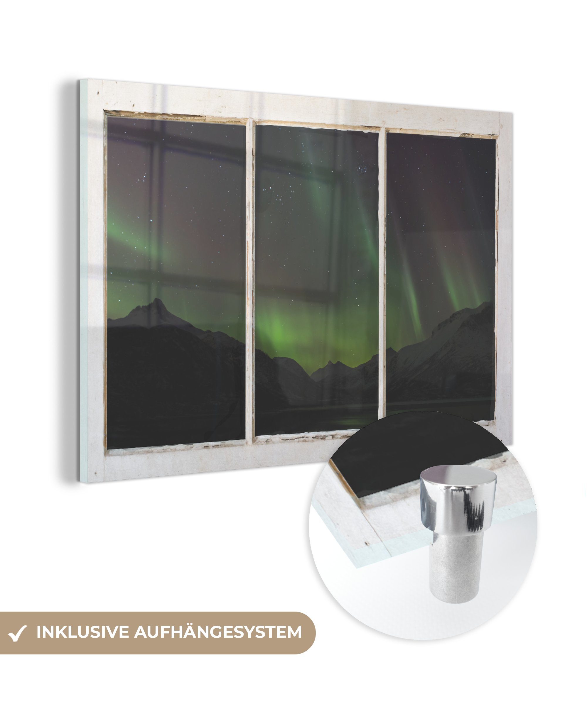 MuchoWow Acrylglasbild Ausblick - Aurora - Wasser, (1 St), Glasbilder - Bilder auf Glas Wandbild - Foto auf Glas - Wanddekoration