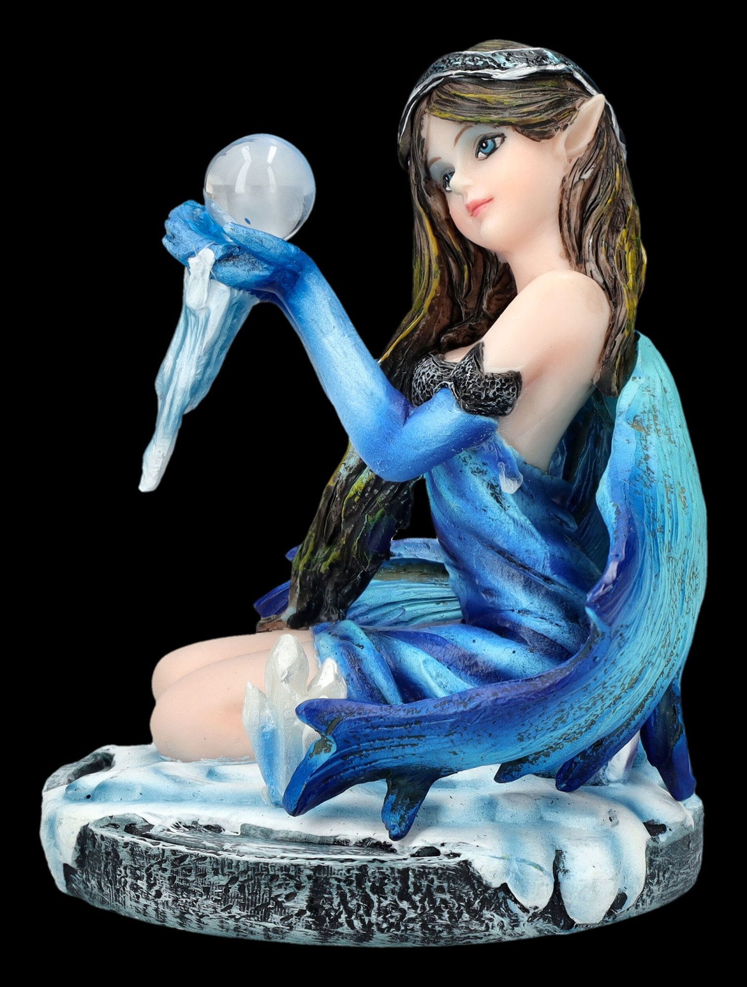 Figuren Shop GmbH Fantasy-Figur Elfen Figur klein blau - Winara Winter Fee - Fee Fantasy Dekoration