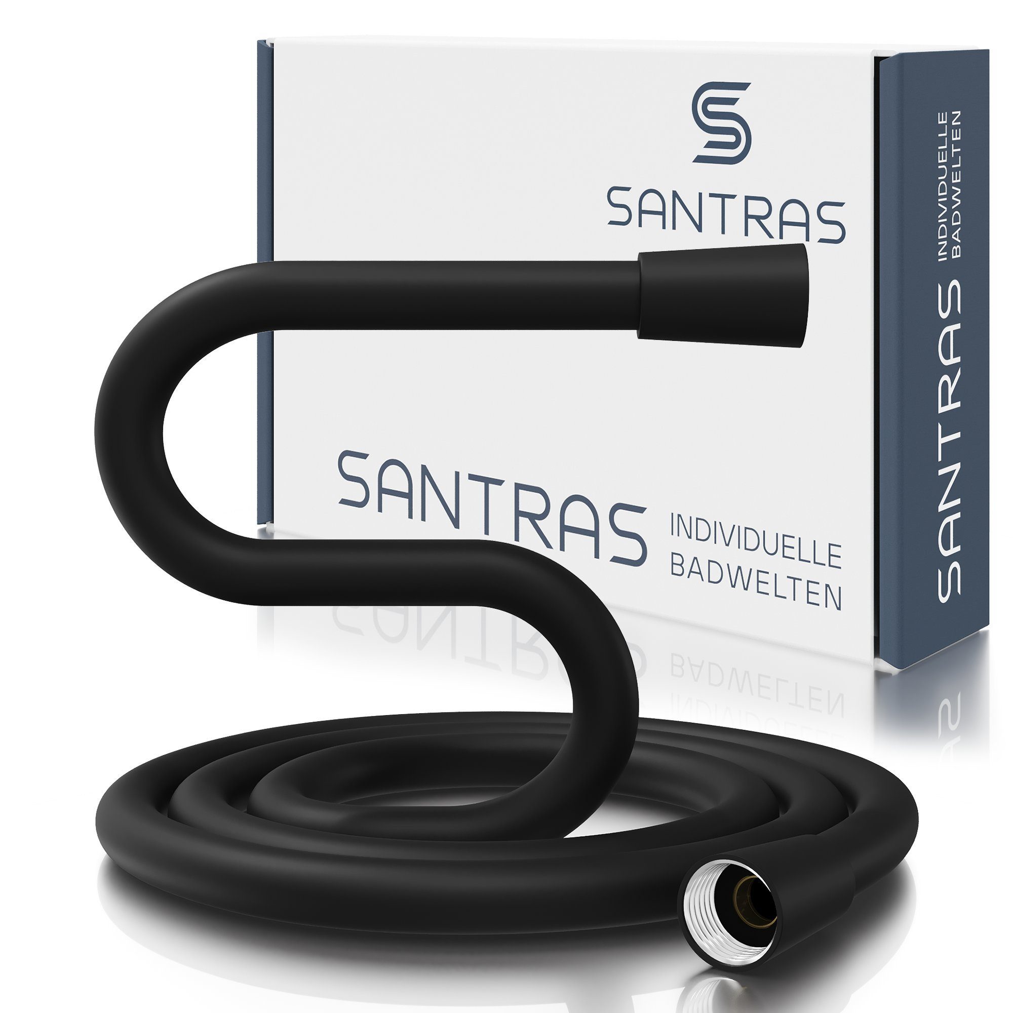 Santras Brauseschlauch Duschschlauch aus Kunststoff 1/2" in Schwarz-Matt (1,25, 1,50, 2,00 m)