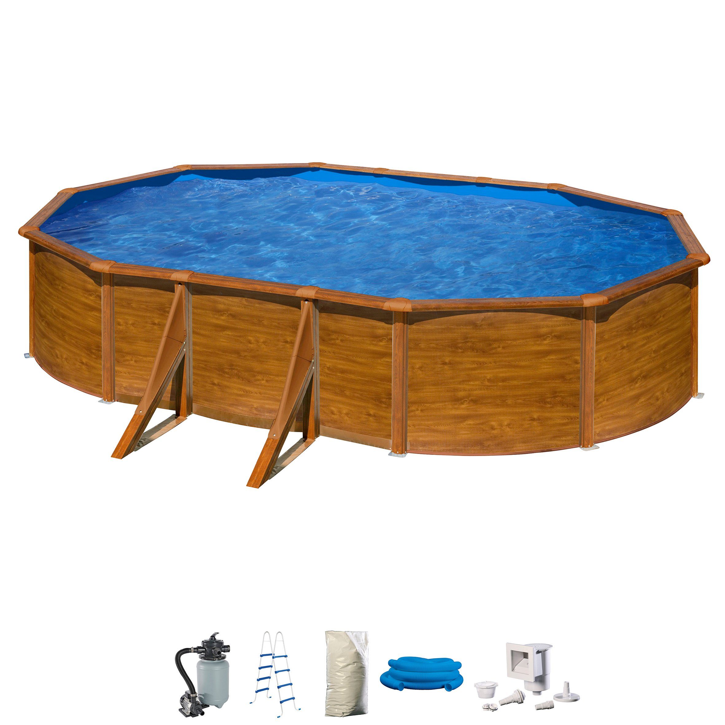 my POOL BWT Ovalpool (Set, 5-tlg), in moderner Holzoptik, Höhe 120 cm, verschiedene Größen