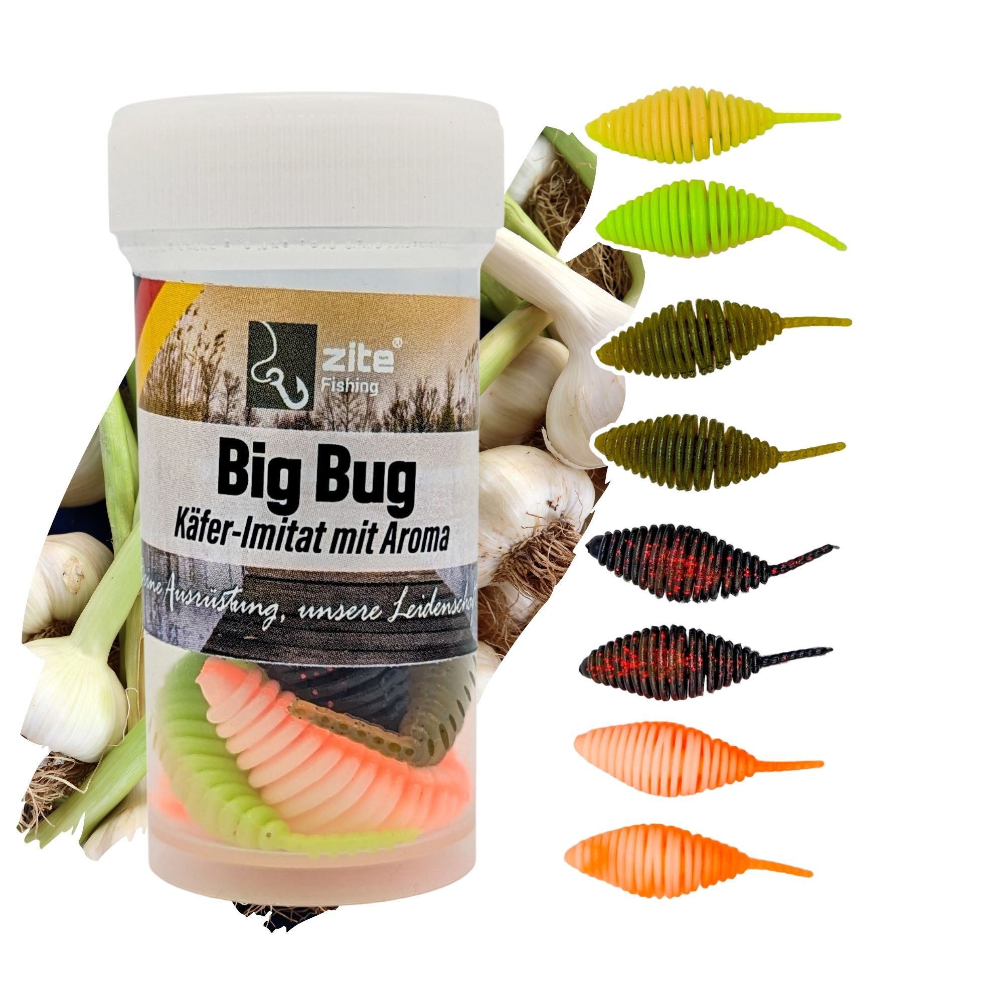 Kunstköder Gummiköder Forelle Big Bug 50mm Käferimitat mit Aroma 8STK Köder