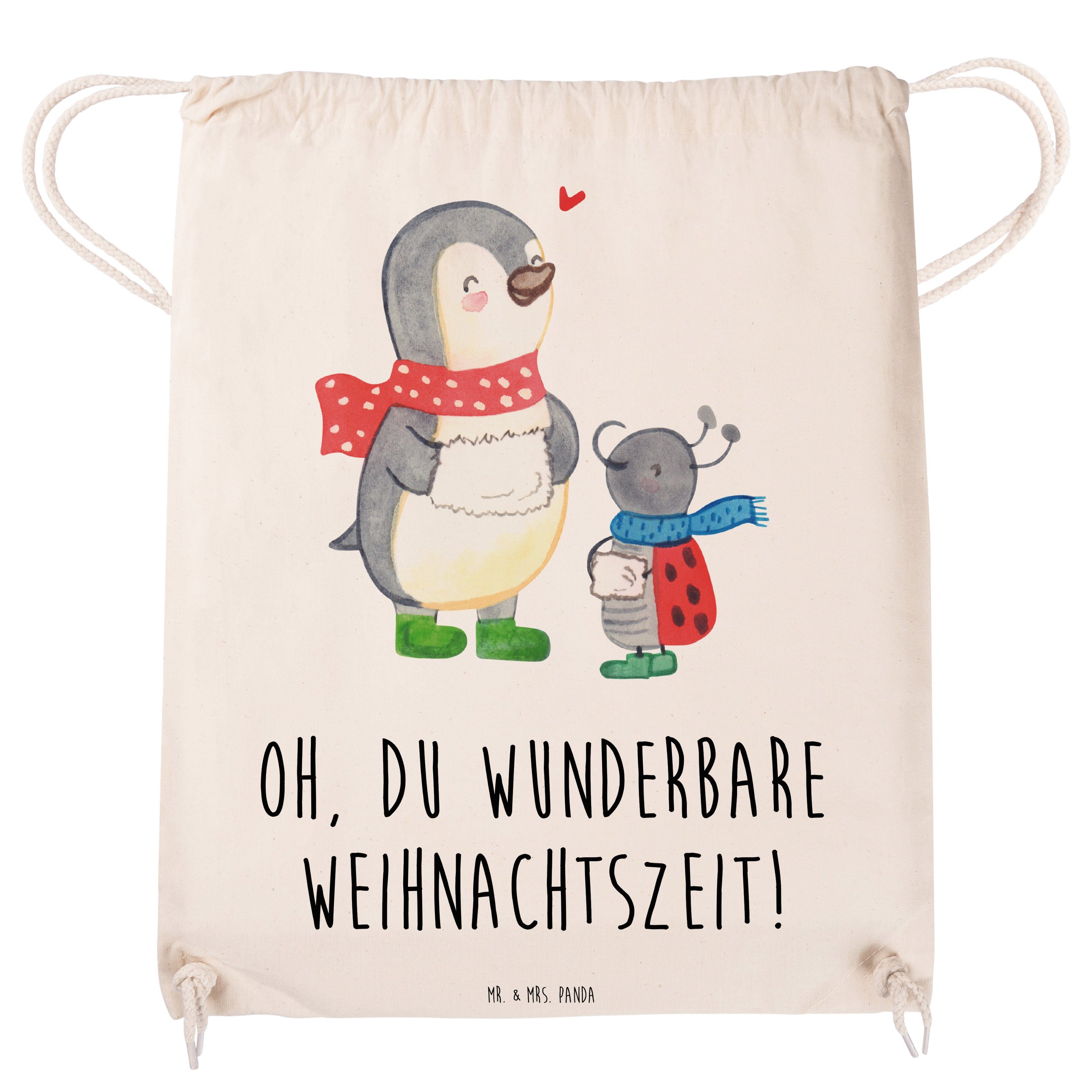 Turnbeutel, - Sporttasche Transparent Smörle Panda Geschenk, Mr. (1-tlg) & Wintermotiv, - Winterzeit Mrs.