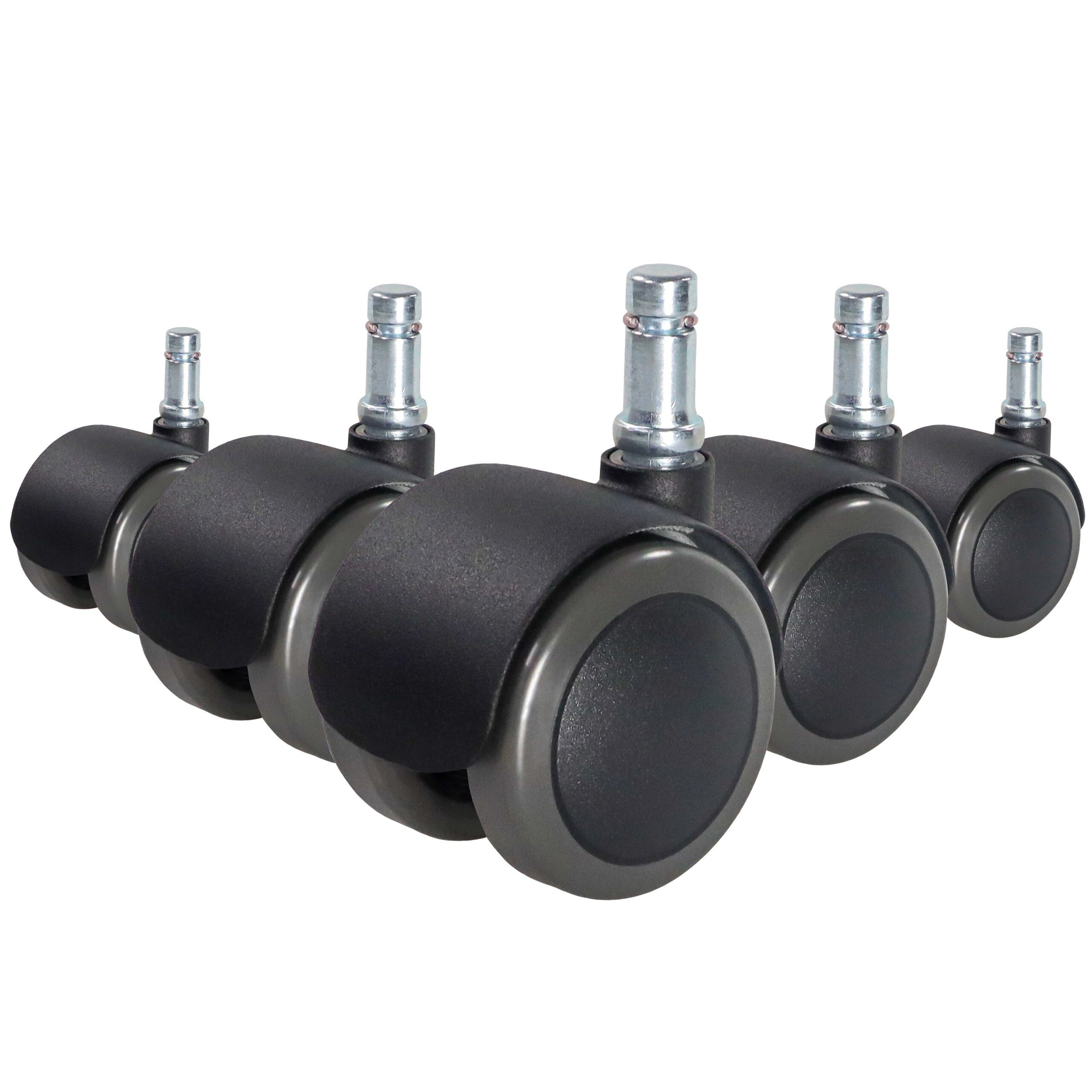 hjh OFFICE Stuhlrolle Stuhlrollen 5X Rolo Fix 11Mm/50Mm, (5er Pack), Hartbodenrollen Bürostuhl, Rollen für Schreibtischstuhl