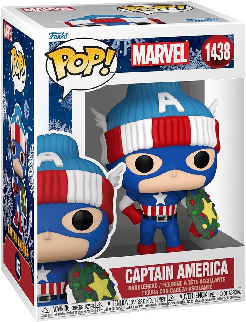 Funko Actionfigur Marvel POP! Vinyl Figur Holiday Capt. America 9 cm, (1-tlg), coole Vinyl-Figur