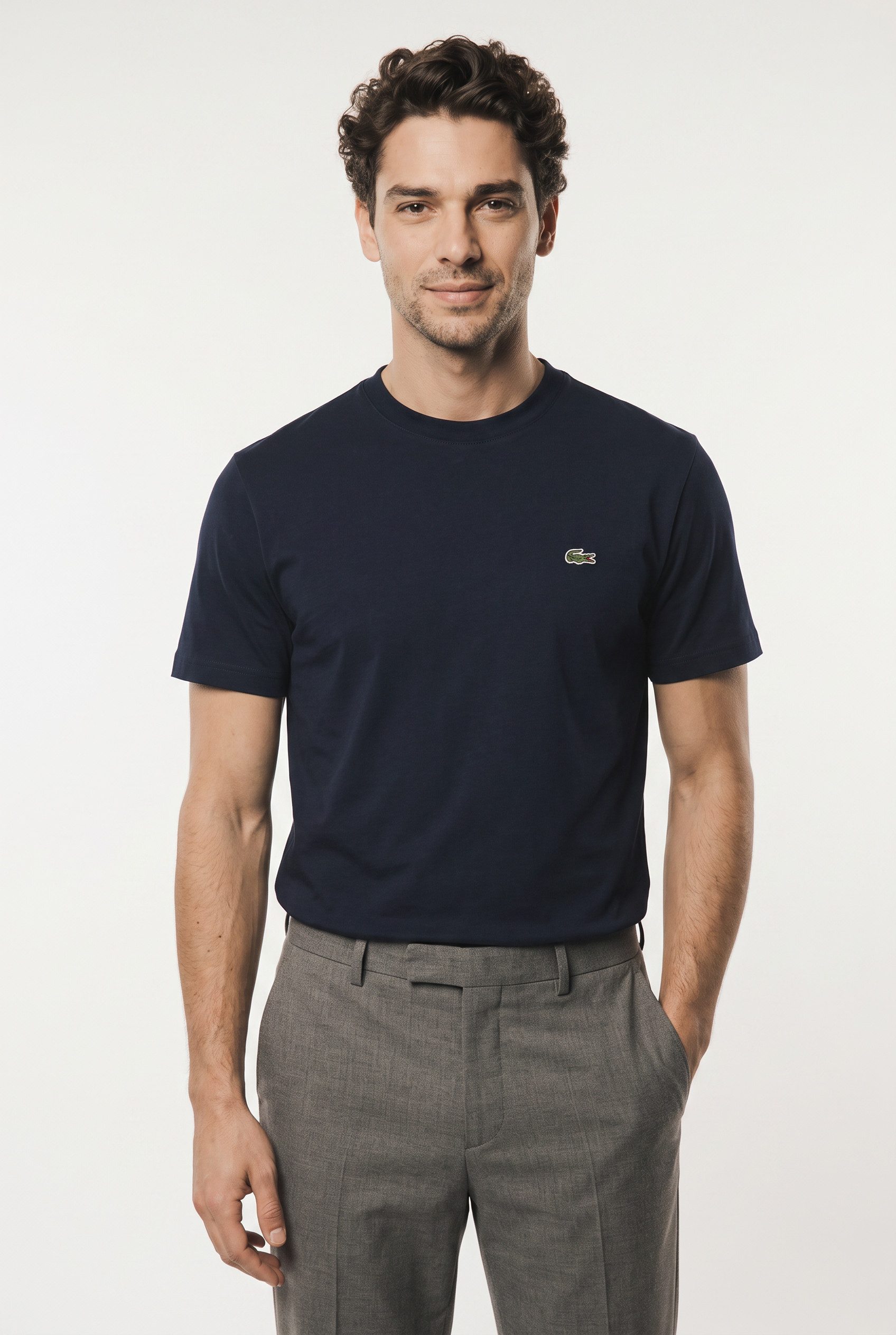 Lacoste T-Shirt Rundhalsausschnitt, Jersey-Qualität aus reiner Baumwolle