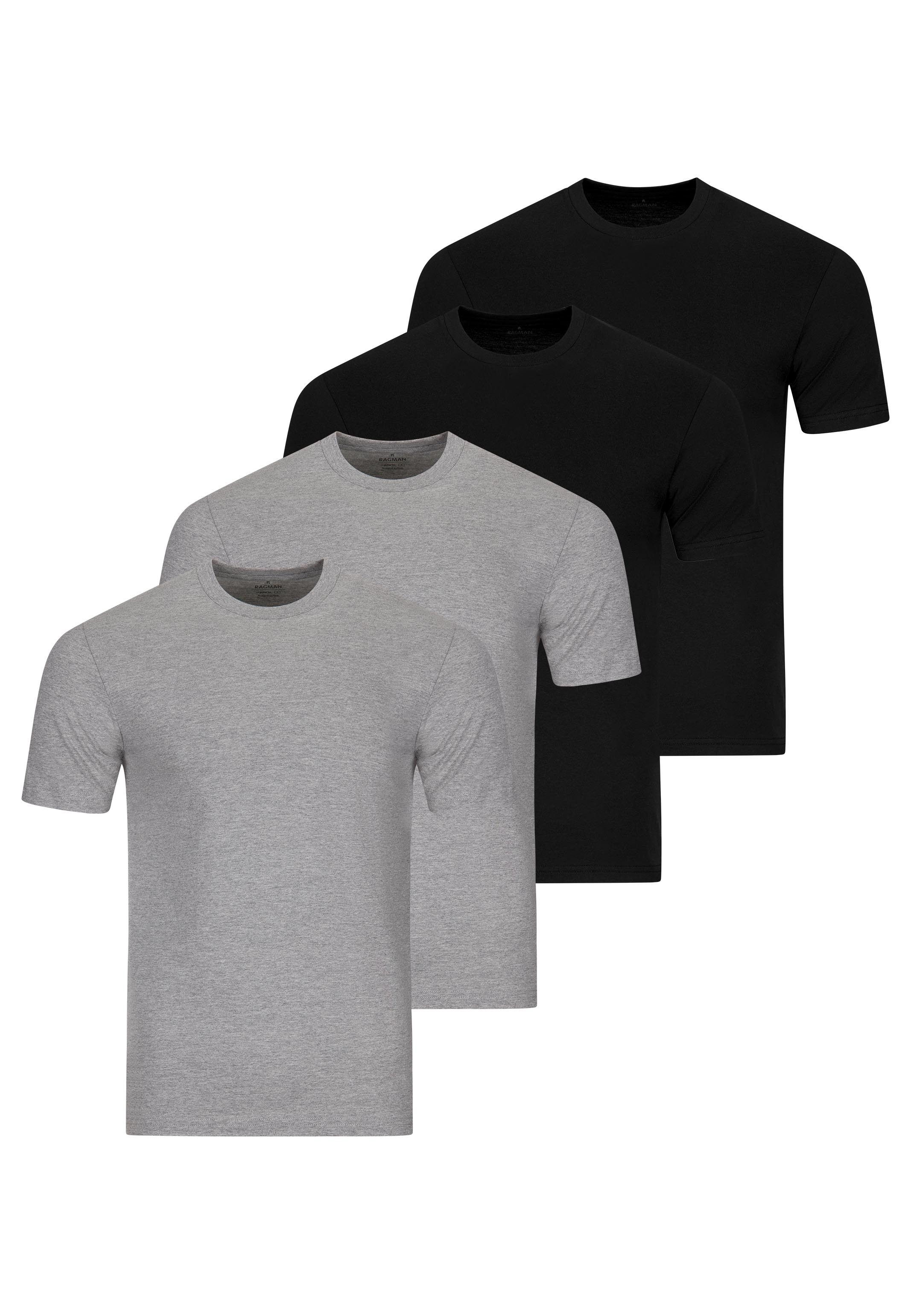 RAGMAN Unterhemd 4er Pack Basic (Spar-Set, 4-St) Unterhemd / Shirt Kurzarm - Baumwolle - Atmungsaktiv
