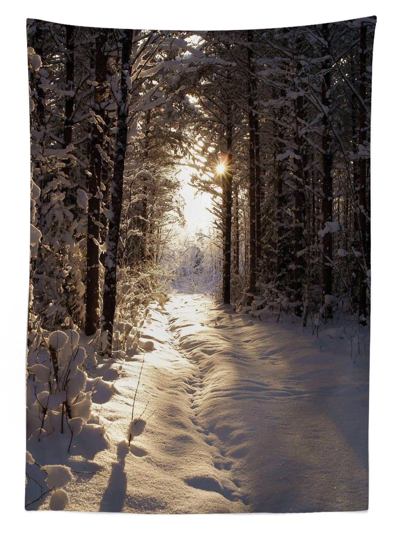 Klare Für Abakuhaus Waschbar Tischdecke Winter den Bereich Wald Schnee geeignet Außen Weihnachten Farben, Farbfest