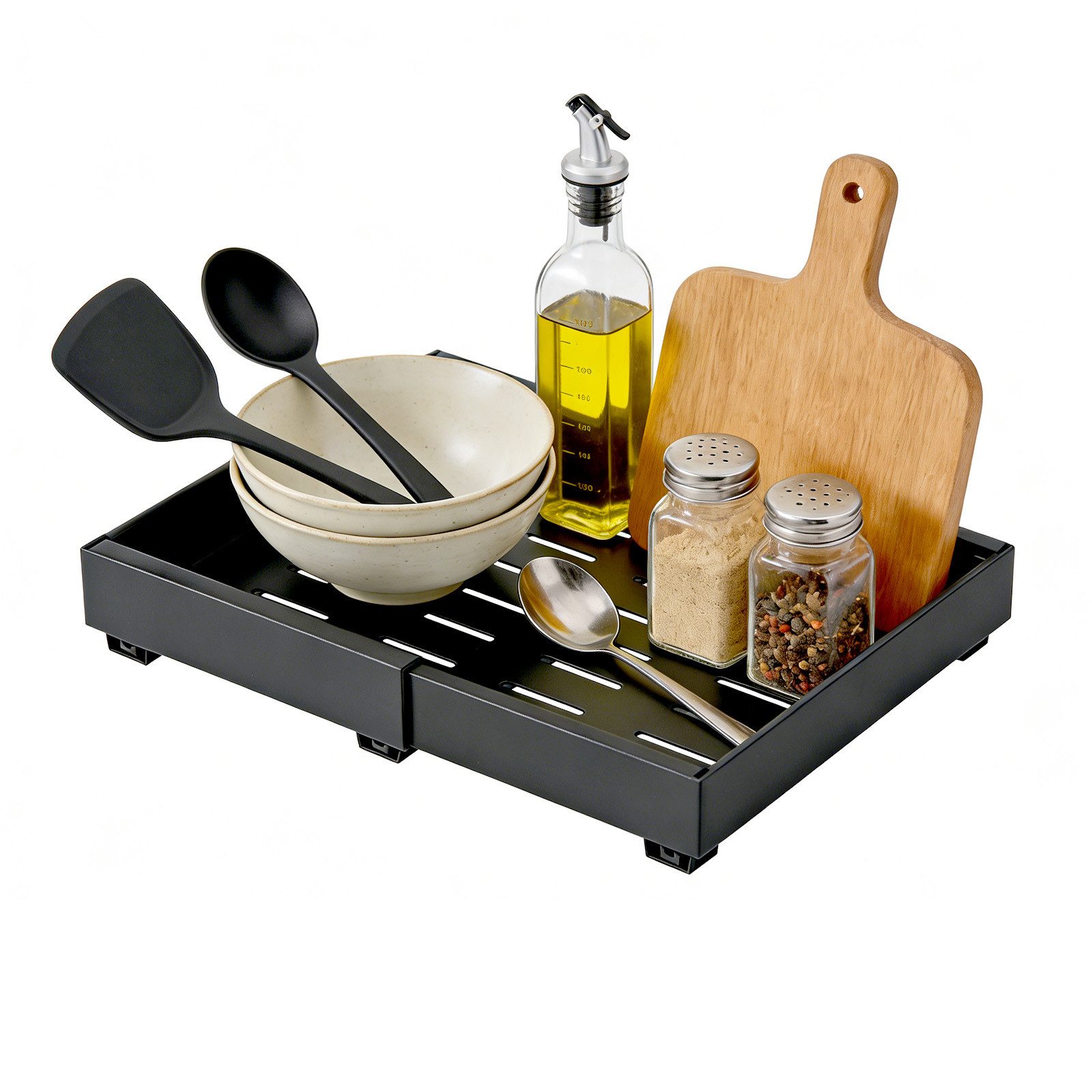 Küchenorganizer-Set Ausziehbare Schublade Küche, Küchenschrank Organizer, mit Kleber