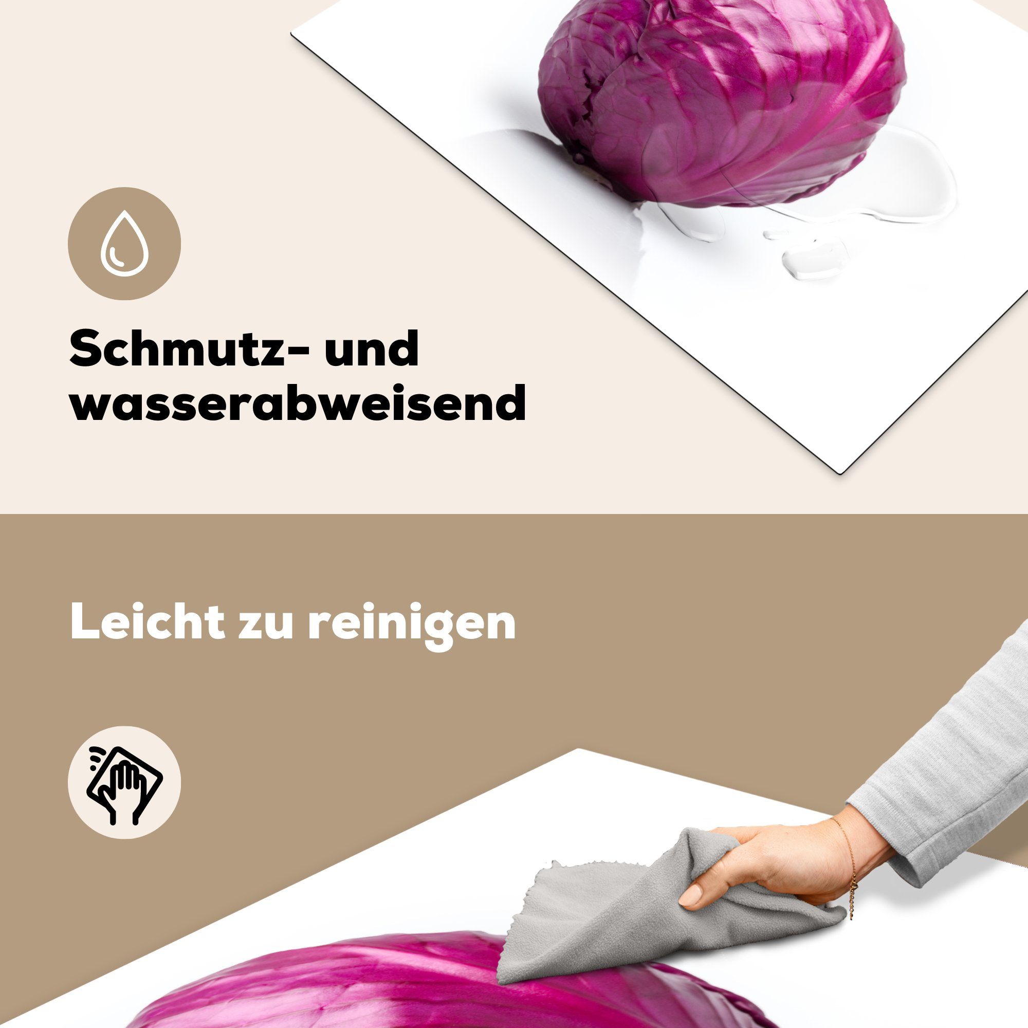 für küche, Induktionskochfeld Herdblende-/Abdeckplatte cm, mit tlg), (1 Ceranfeldabdeckung MuchoWow Rotkohl 81x52 Schutz Vinyl, die violettem Farbton,