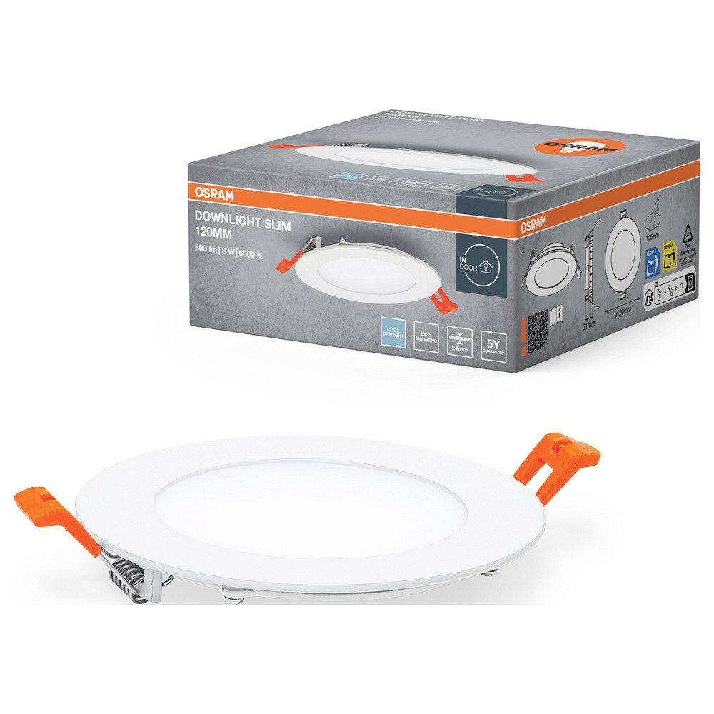Osram Einbauleuchte OSRAM HOMELIGHTING 4099854445774 Downlight Slim 120mm 8W 6500K LED-Dec