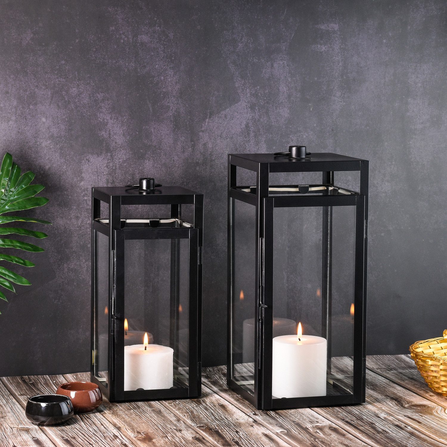 Marrakesch Orient & Mediterran Interior Kerzenlaterne 2er Set Skandinavisches Design Balkon Windlicht Gartenlaterne Edvin, 2er Set