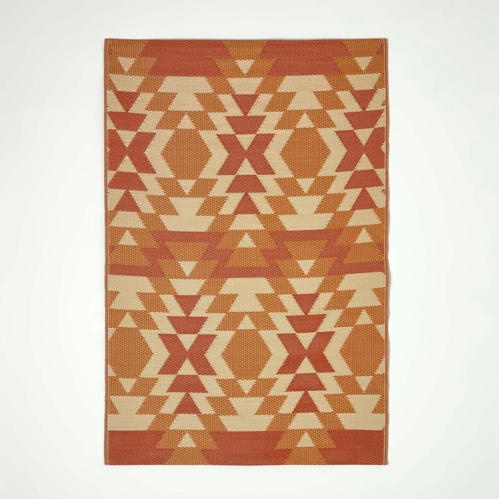 Homescapes Outdoorteppich Outdoor-Teppich Anya 120 x 180 cm – Ethno-Muster, rot-orange, rechteckig, Höhe: 20 mm