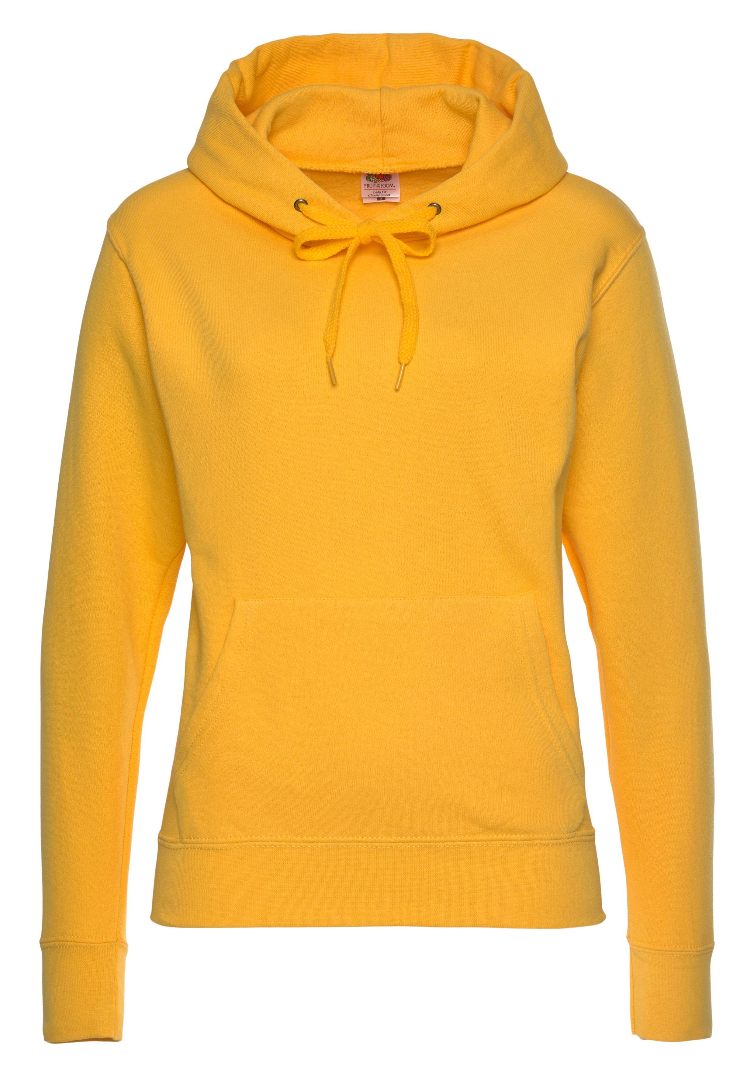 Fruit of Sweatshirt Lady-Fit hooded the Loom Sweat sonnengelb Classic