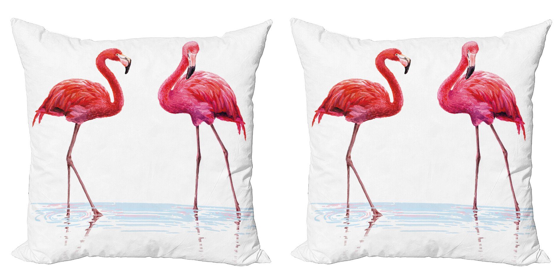Modern (2 Sea Flamingos Doppelseitiger Exotische Stück), Flamingo Kissenbezüge Accent on Digitaldruck, Abakuhaus