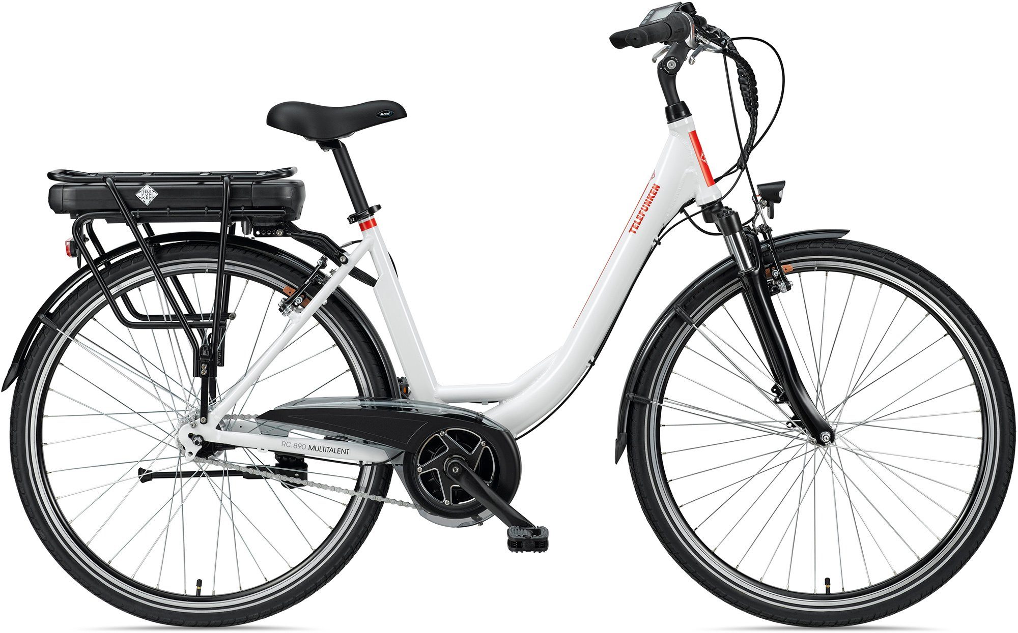 Telefunken E-Bike Wh Mittelmotor, Damen Schaltwerk, 7 ebike RC890, Nexus Batterie, 468 Gang Shimano Multitalent