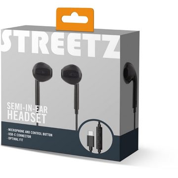 STREETZ In-Ear Headset/Kopfhörer "USB-C" In-Ear-Kopfhörer (integriertes Mikrofon, keine, Multitaste, kabelgebunden, 1,2 m Kabel, Semi-in-Ear, ergonomisch)