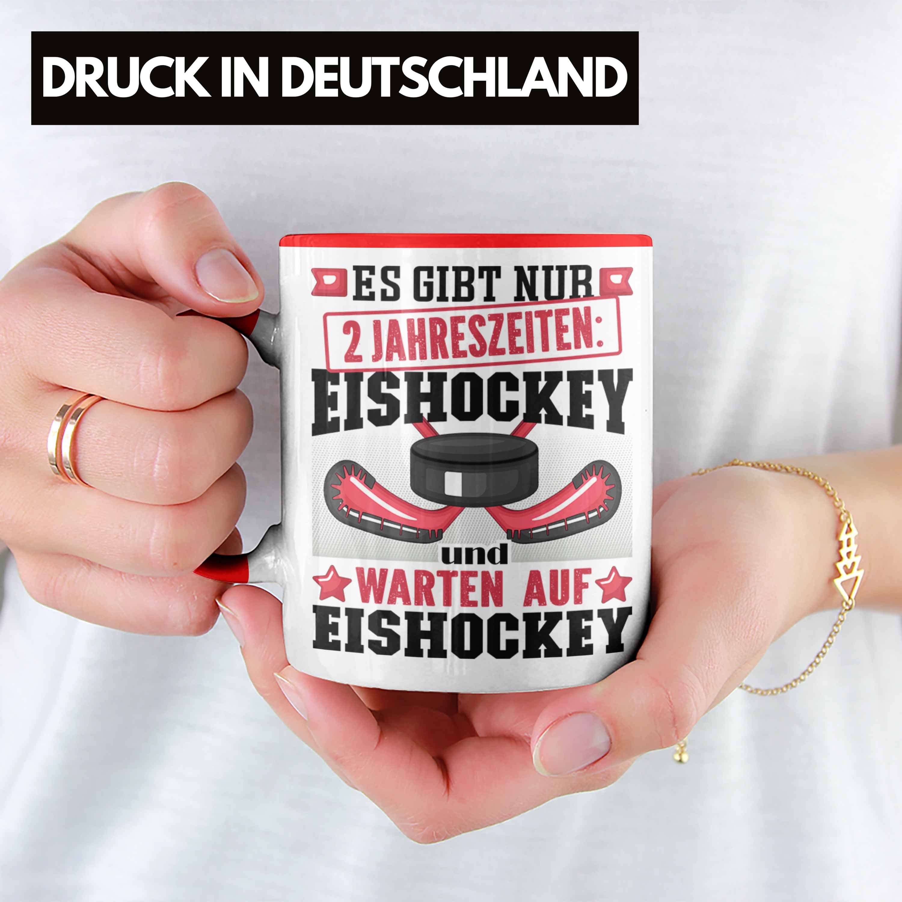 Eishockey Tasse Geschenkidee Trendation Jahresze 2 Tasse Geschenk Eishockey-Spieler für Rot