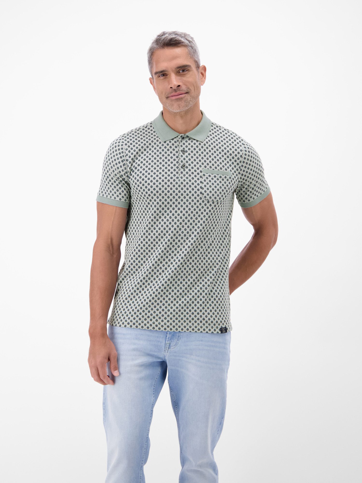 LERROS Poloshirt Poloshirt in 2-Tone-Optik und All-over-Print
