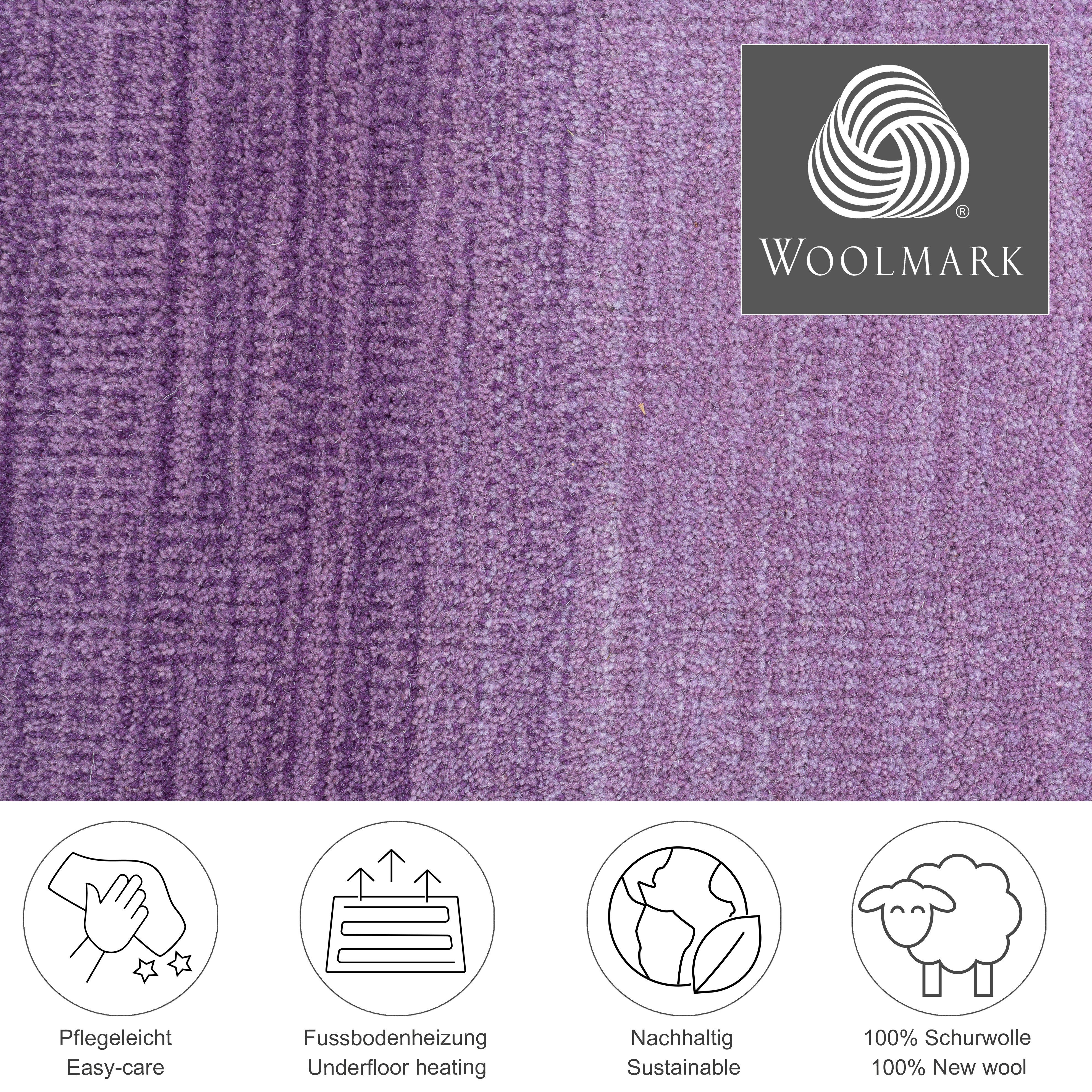 THEKO Wollteppich Wool Comfort, rechteckig, Höhe: 15 mm, Handweb Teppich, reine Wolle, handgewebt, brilliante Farben, Scandi