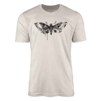 Sinus Art T-Shirt Herren Shirt 100% Bio-Baumwolle T-Shirt Aquarell Motiv Motte Schwarz Farbe Еко-товар Organic Ökomo (1-tlg)