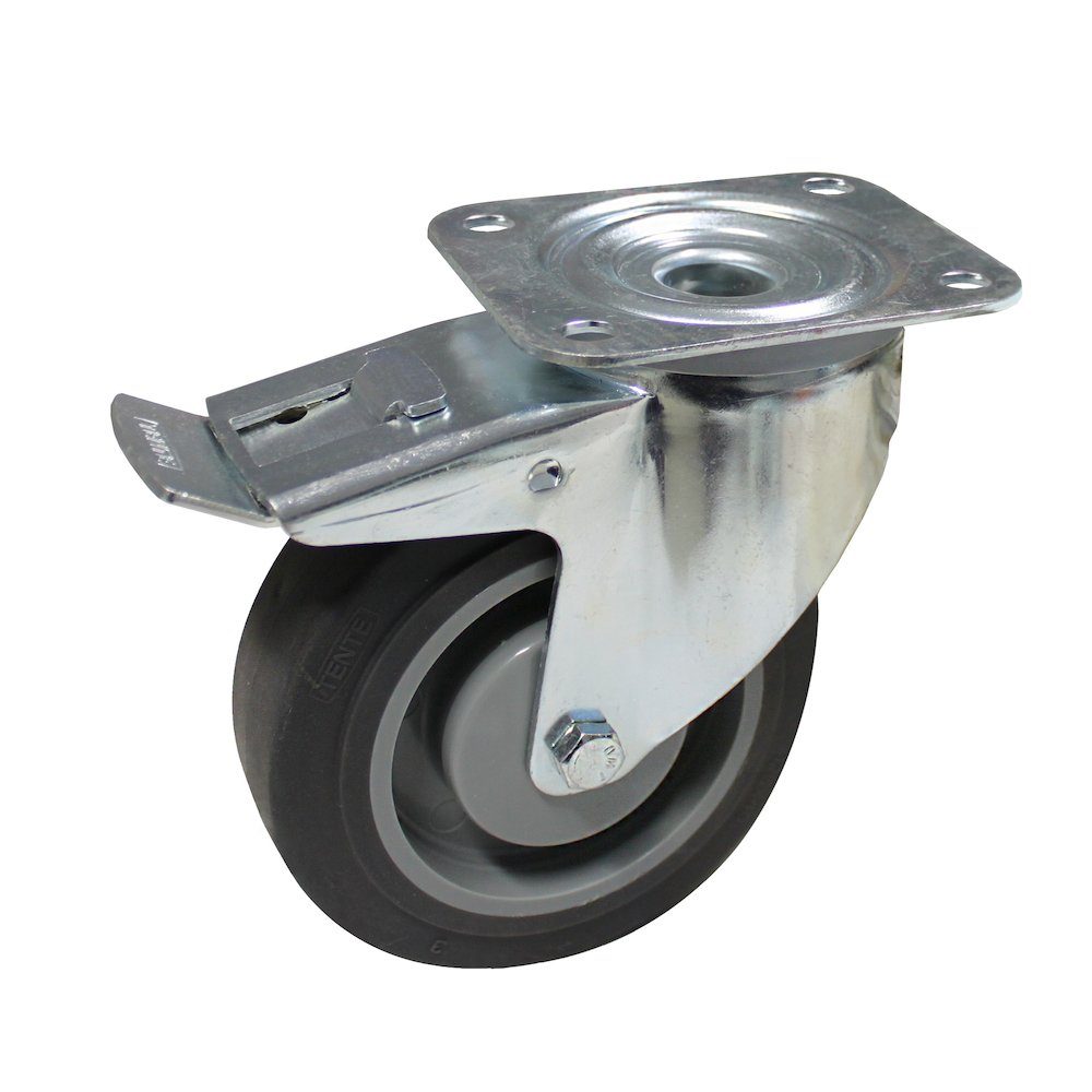 PROREGAL® Ersatzrad Ersatzräder mit Bremse, Ø10cm, Traglast 50kg, verzinkt