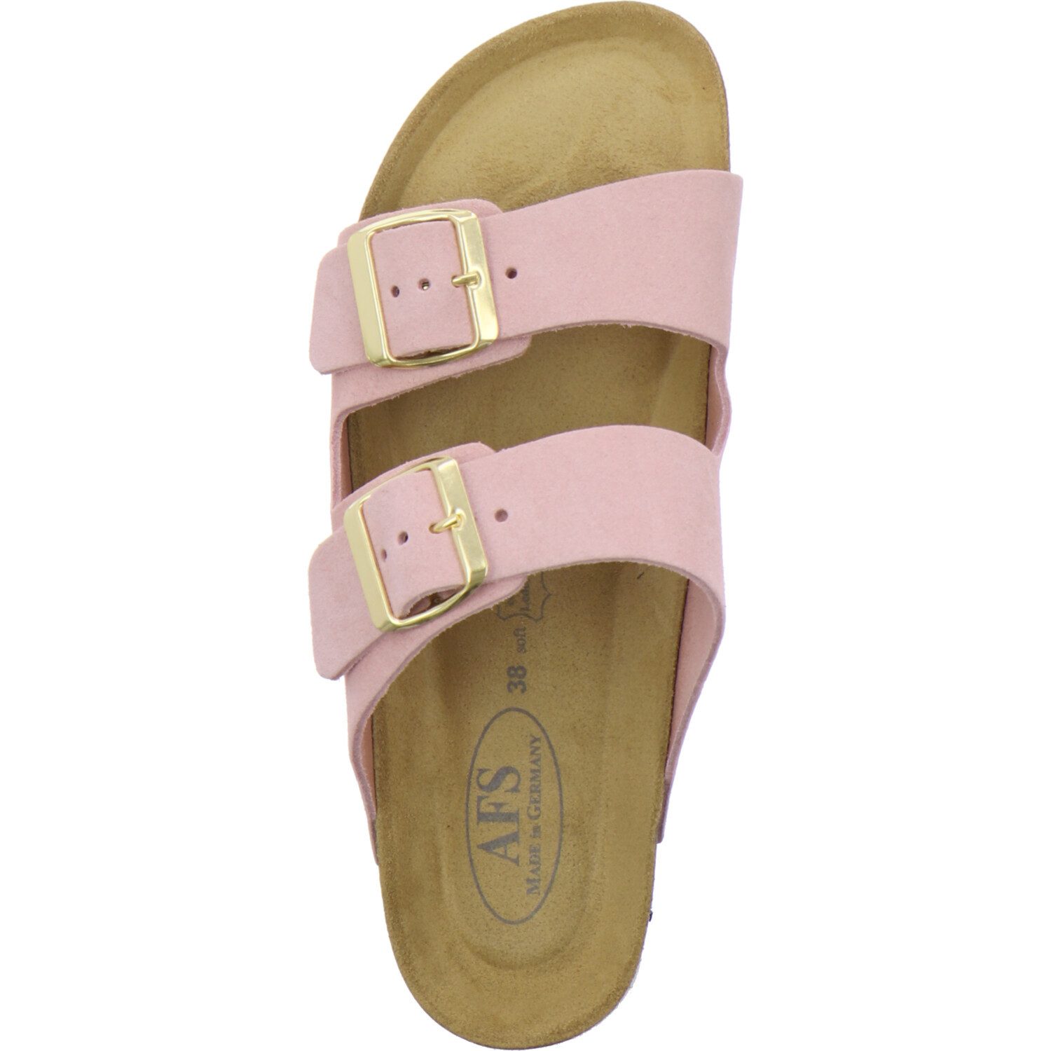 AFS-Schuhe 210032 Zweischnaller Pantolette für Damen mit Fußbett, bequeme Sandalen aus Leder