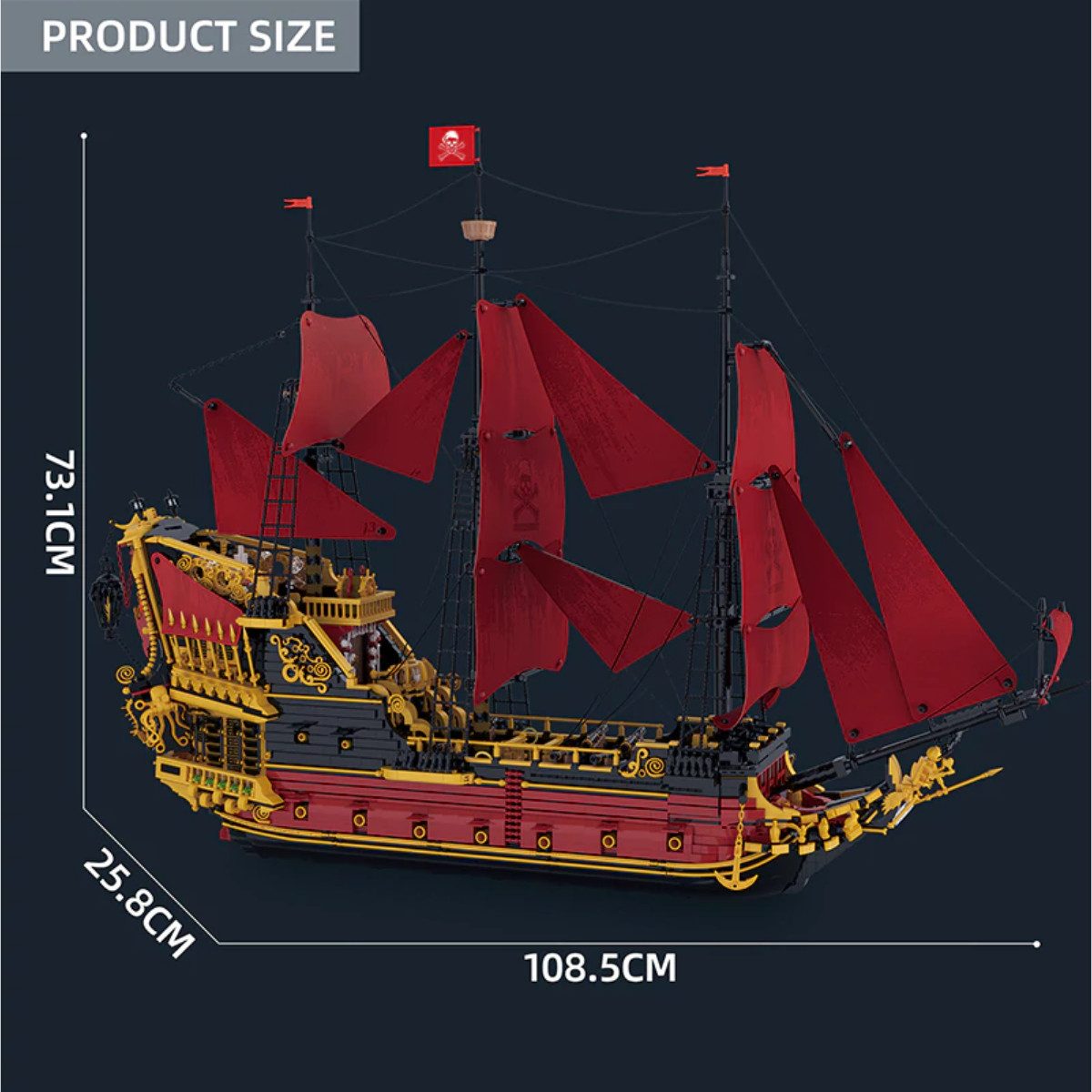 Reobrix 66049 Spielbausteine, (Klemmbaustein Set, 5666 St., Bauset), Großes Segelschiffmodell mit über 108,5 cm Länge