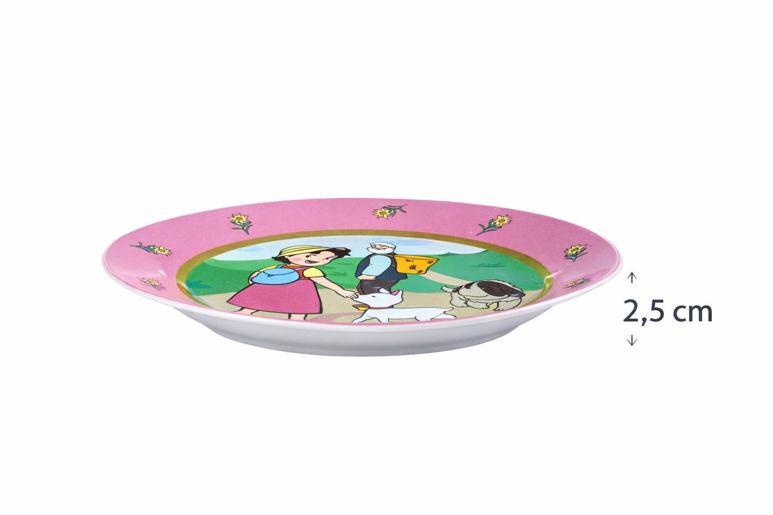 Rungassi Gläser-Set Kinder Teller mit Heidi Motiv Ø 19 cm Rosa Keramik, Keramik