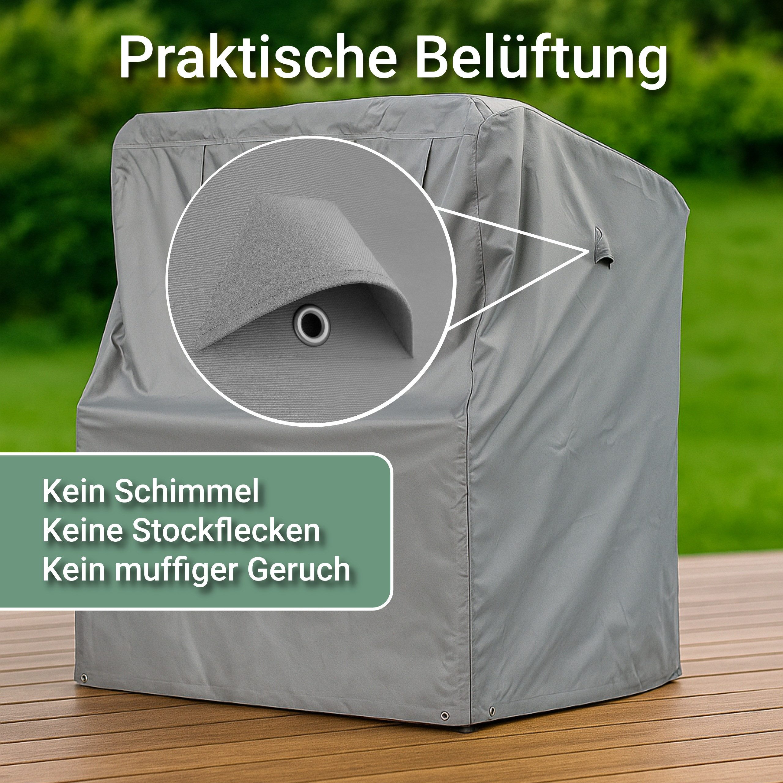 INTERGARDEN Strandkorb-Schutzhülle Strandkorbhülle 137 cm – Oxford 600D, wasserdicht & winterfest – Bild 5 von 5