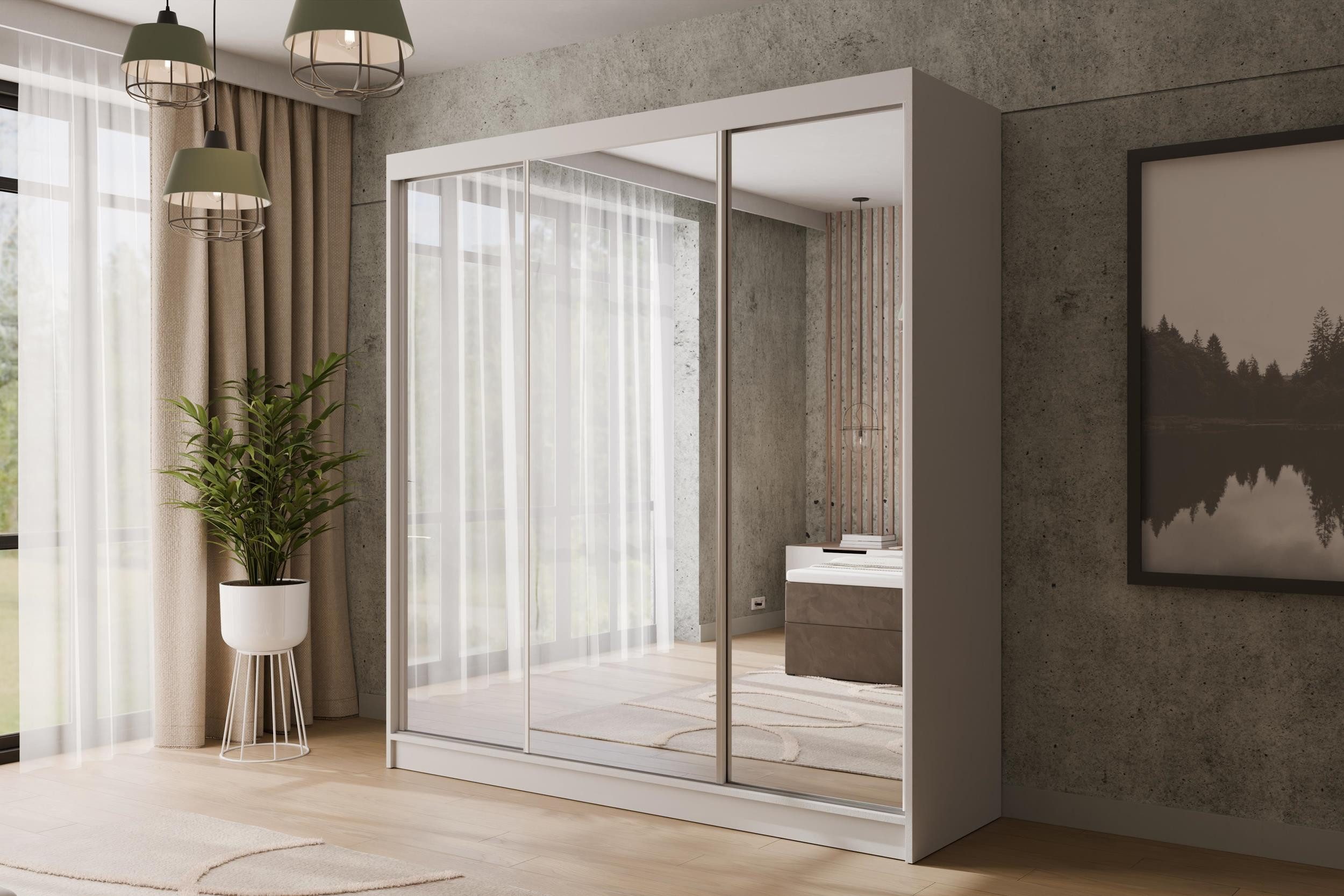 ALTDECOR Schiebetürenschrank V2-URBANO (Kleiderschrank Garderobenschrank mit viel Stauraum Moderner Schrank) Spiegel Spiegeltüren Vielseitiger Schwebetürenschrank