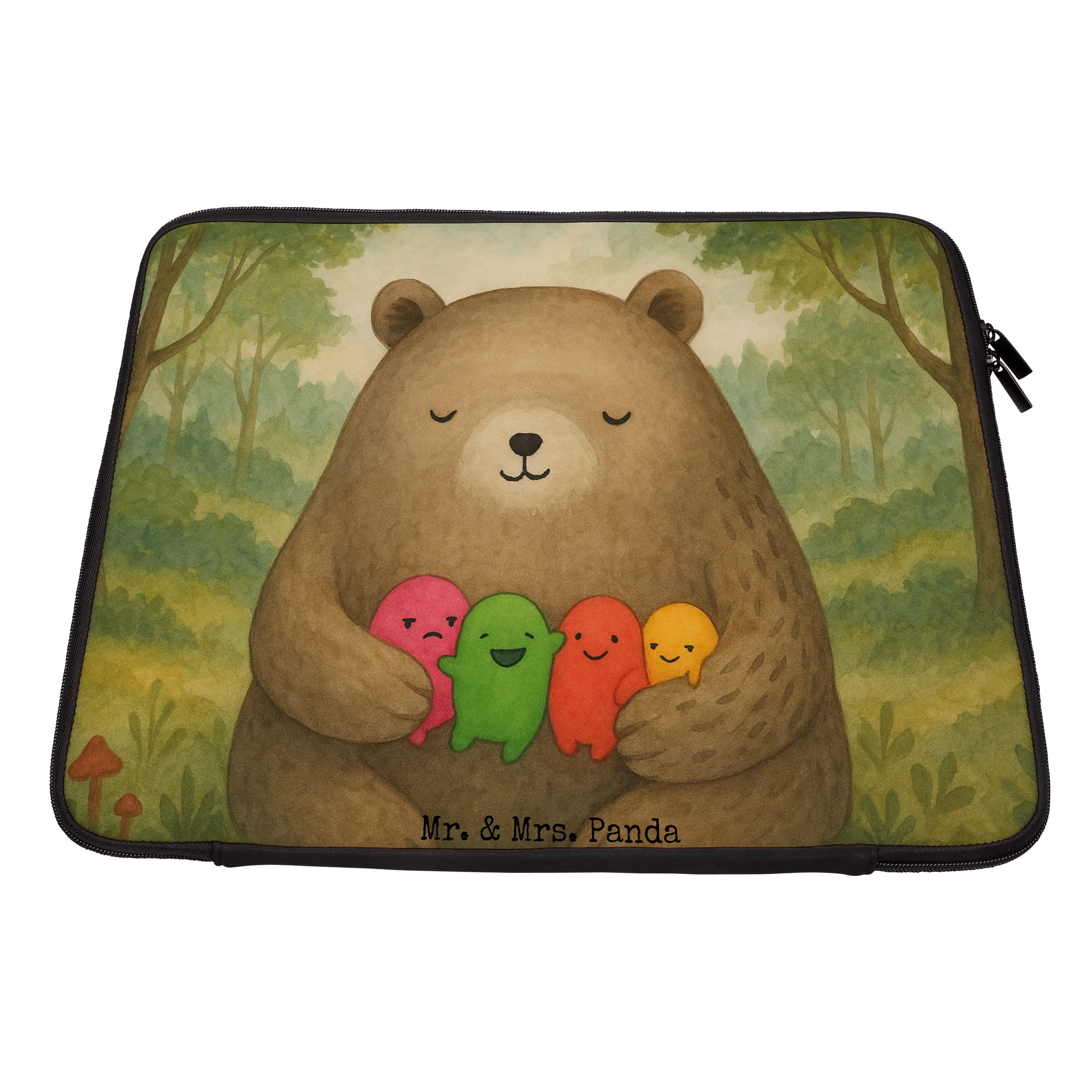 Mr. & Mrs. Panda Laptop-Hülle Bär Gefühl Design, Laptop Tasche 15" 40 x 29,5 cm, Weiß, Durchgedreht, Notebook Tasche Notebook Sleeve Laptoptasche