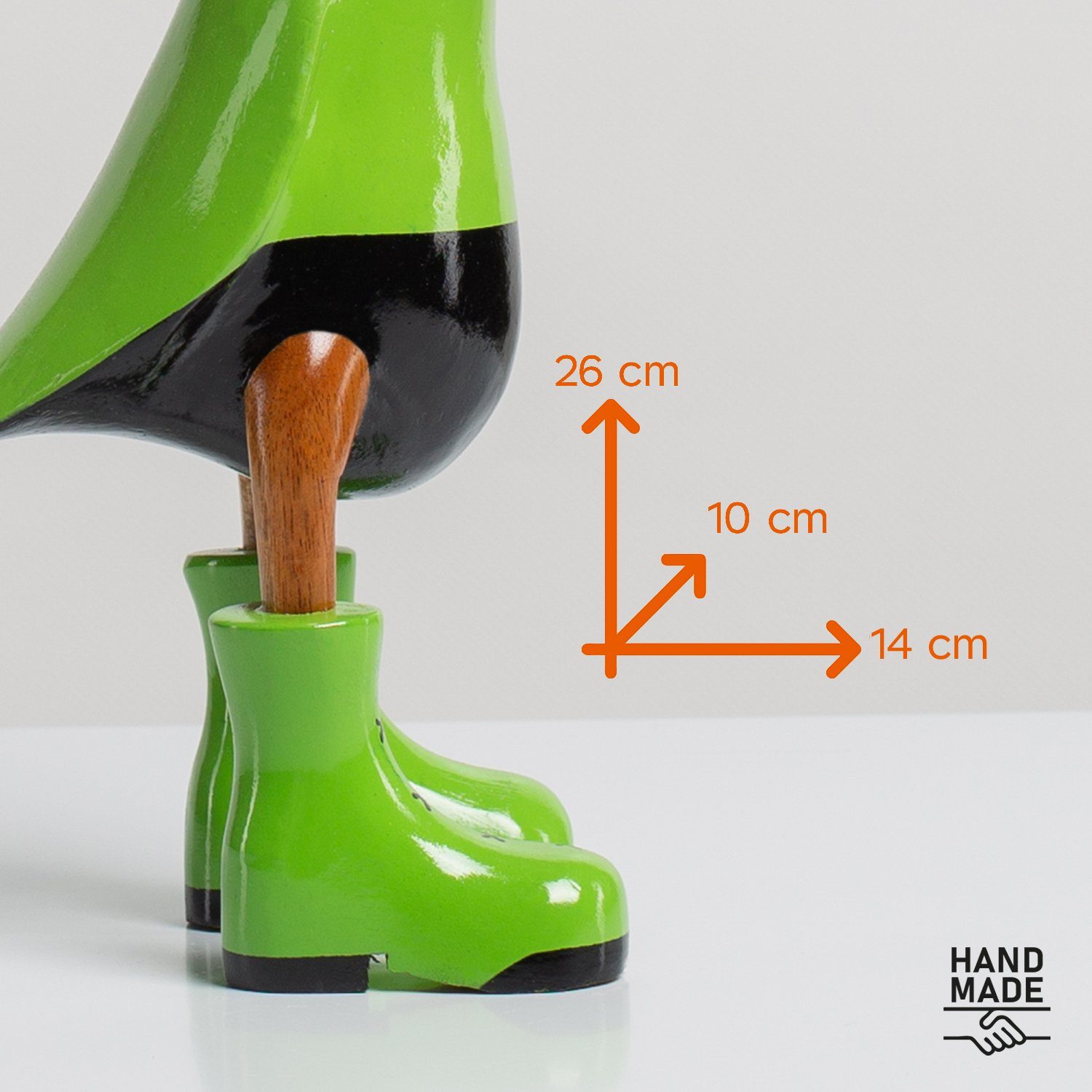 DomDeco Dekofigur Handgefertigte Deko-Figur aus "Ente-Sportler" Fahrrad Grün Holz