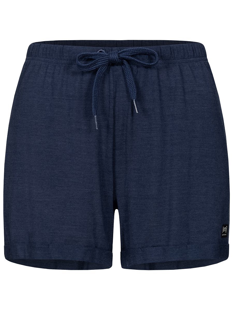 SUPER.NATURAL Shorts Shorts WIDE pflegeleichter BLUE MELANGE SHORTS IRIS W Merino Merino-Materialmix