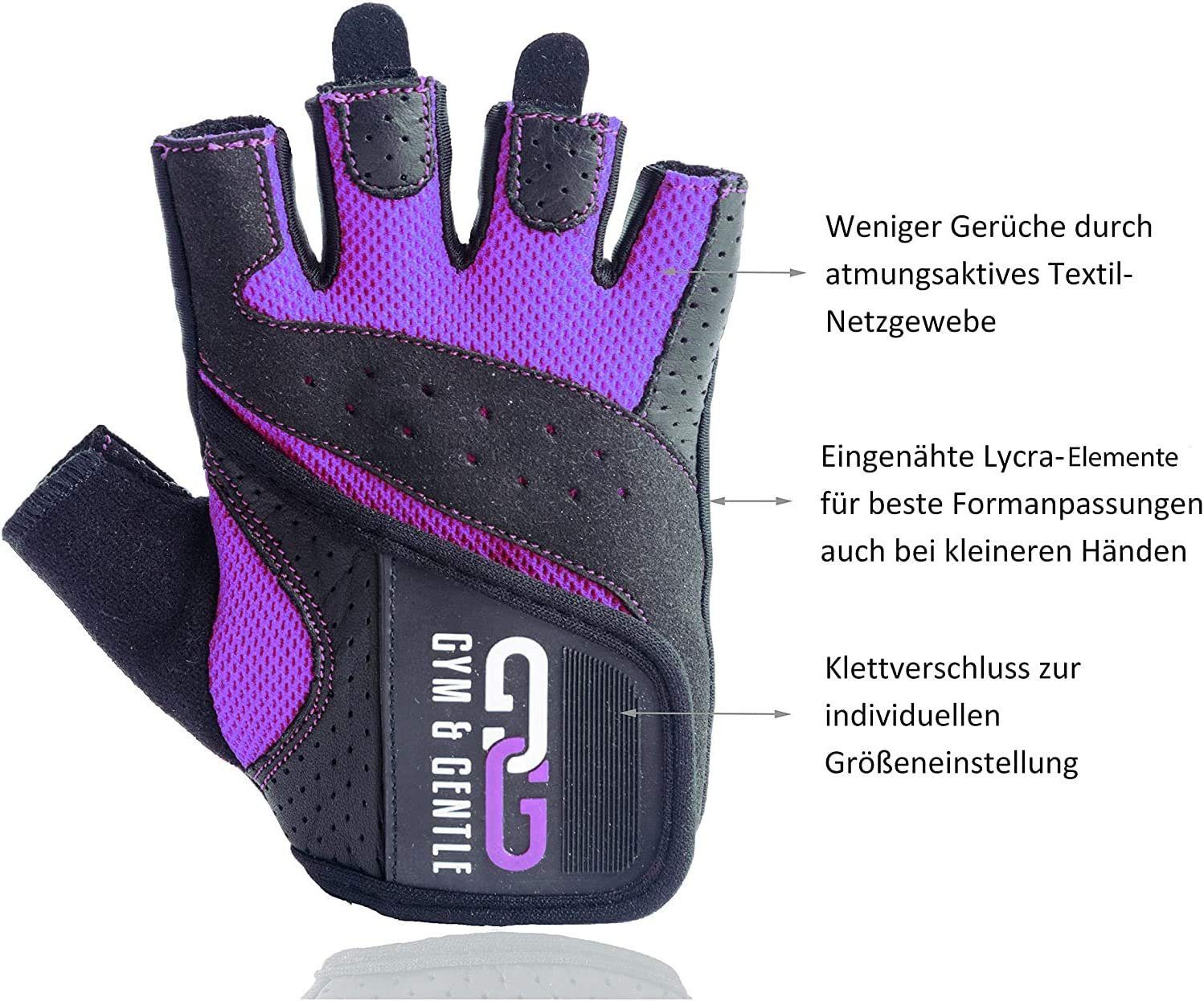 Gym & Gentle Trainingshandschuhe Fitnesshandschuhe violett Damen - Schutz für beim für Frauen Sport/Kraftsport