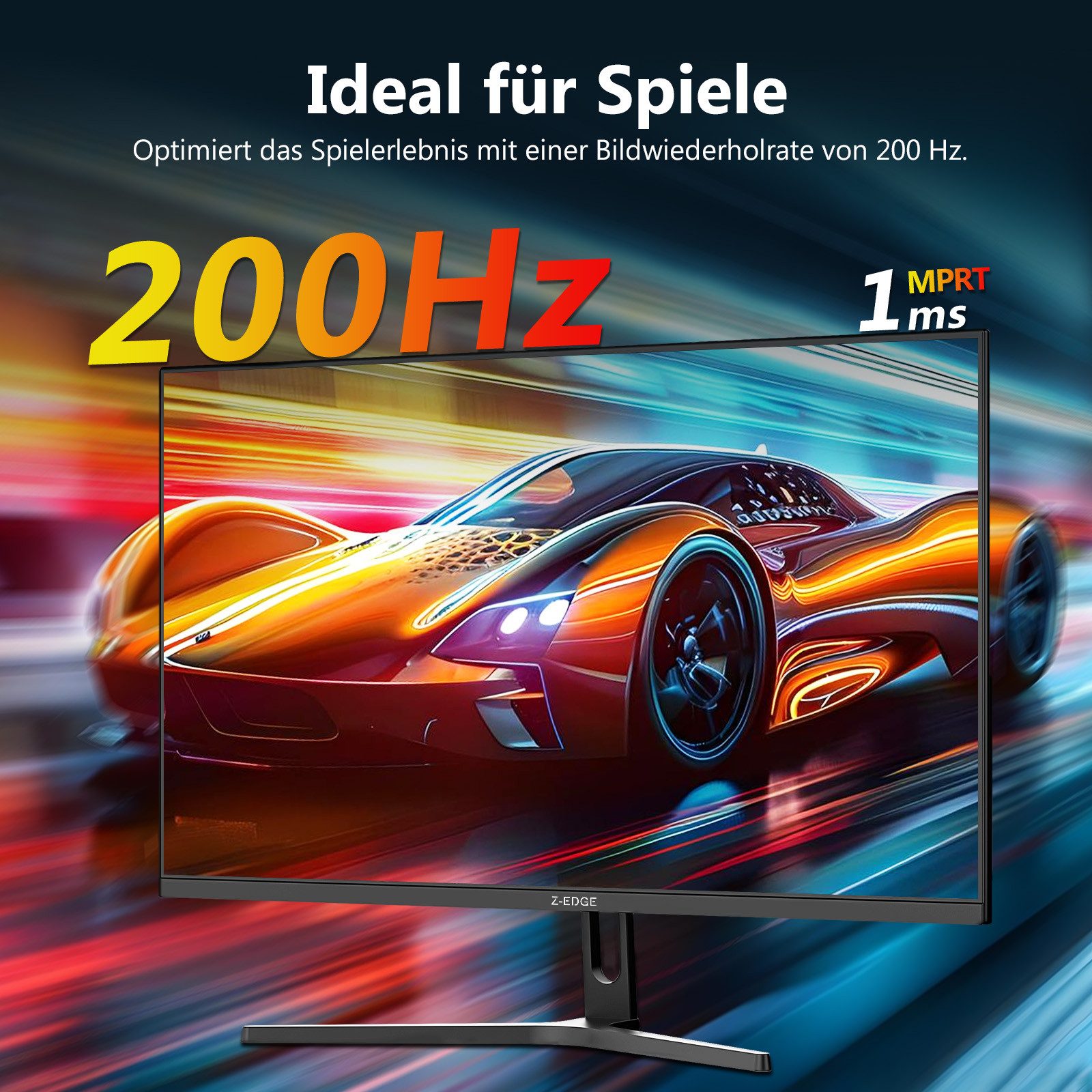 Z-EDGE 32‑Zoll 2K QHD IPS Monitor, 1 ms MPRT, FreeSync & HDR10‑Unterstützung Gaming-Monitor (81,28 cm/32 ", 2560 × 1440 px, QHD, 1 ms Reaktionszeit, 200 Hz, IPS, Bis 200 Hz Bildwiederholrate)