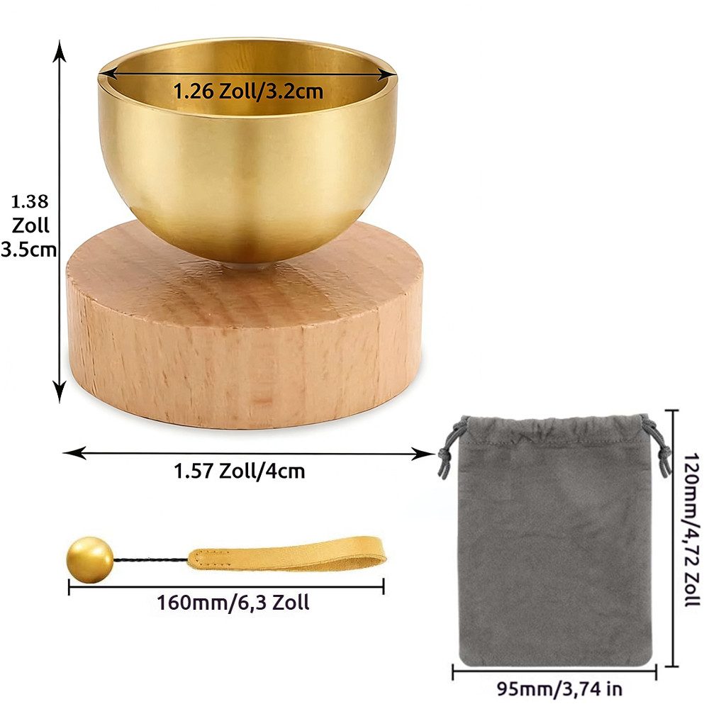 PRIISF Beruhigungs- und Entspannungsgerät Original Tibetische Klangschale Mini Klangschalen Set Klang Schüssel, Silent Mind Percussion-Set Handgefertigtes Komplett mit Kissen Klöppel, Messing Klangschale Meditationszubehör Geschenke für Frauen, Männer, für Meditation Sound Chakra Healing Yoga Entspannung