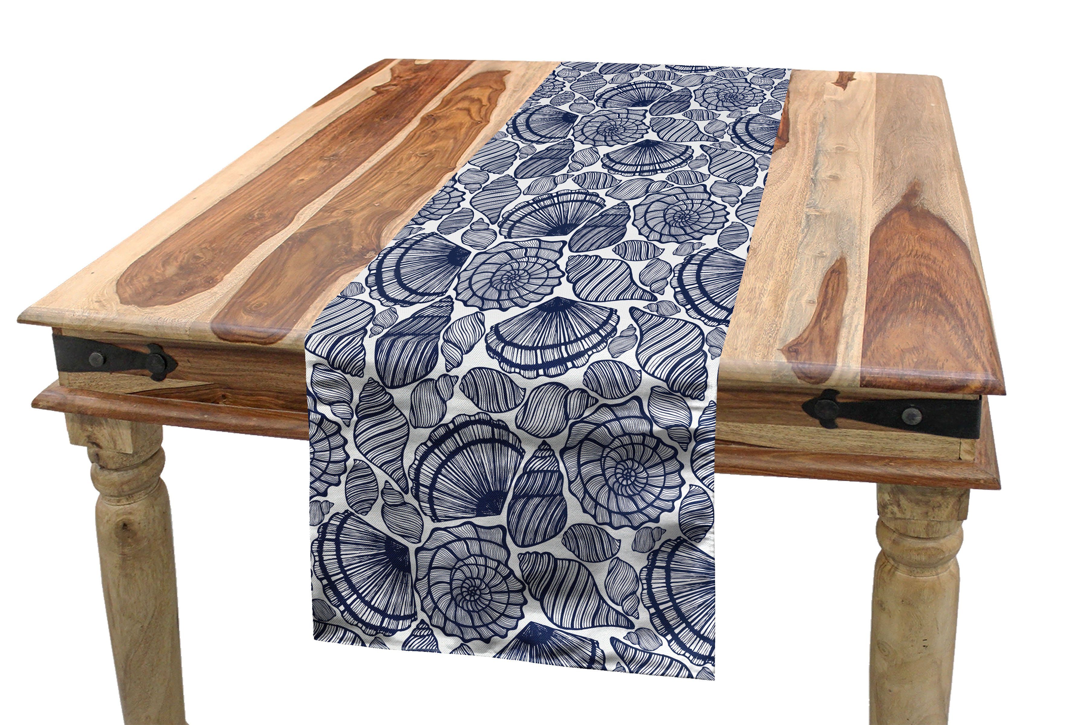 Küche Esszimmer Abakuhaus Dekorativer Linien Rechteckiger Wassertiere Tischläufer, Navy Tischläufer blau