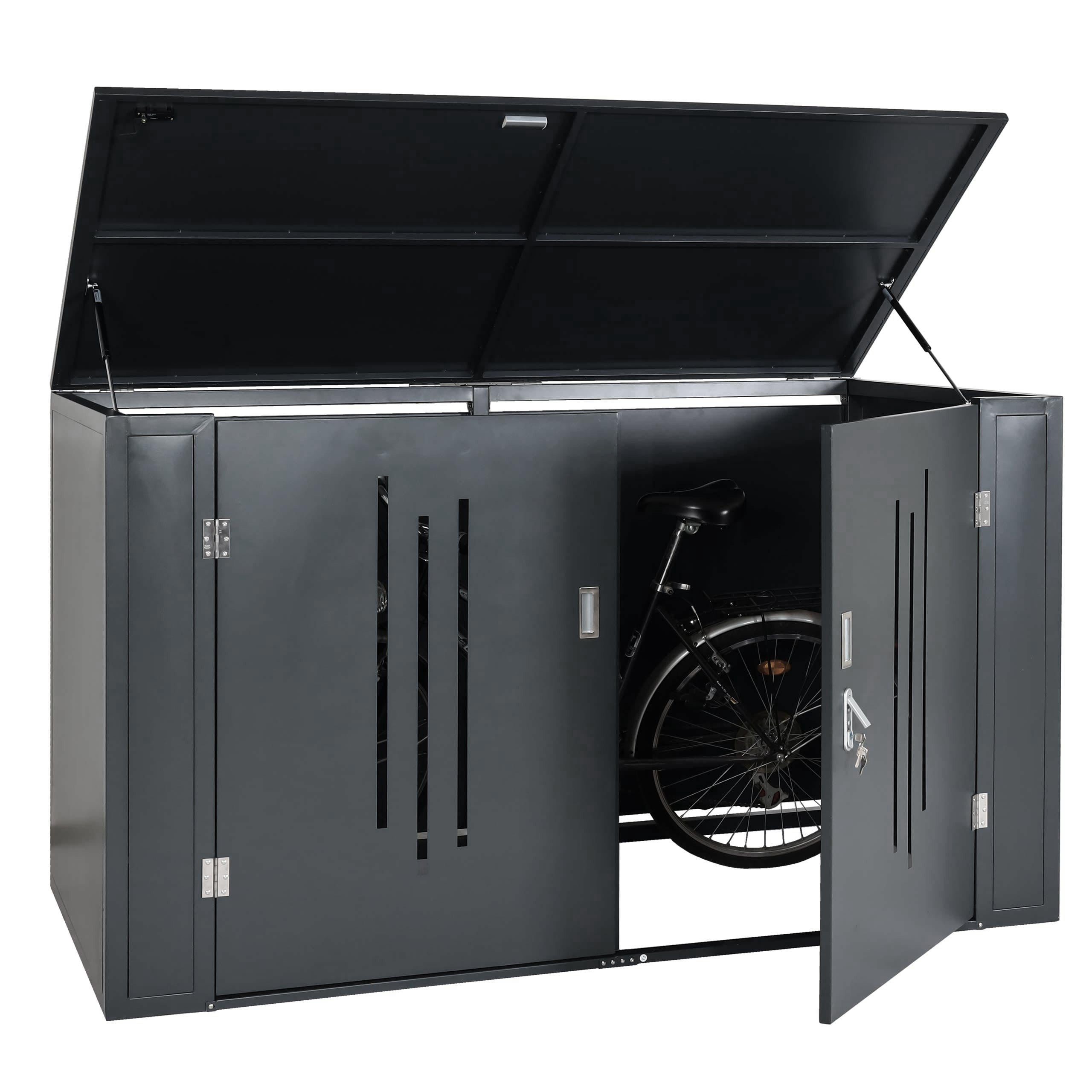 PROREGAL® Fahrradbox 4er-Fahrradgarage 121x202x150cm Anthrazit Gerätehaus mit Deckel