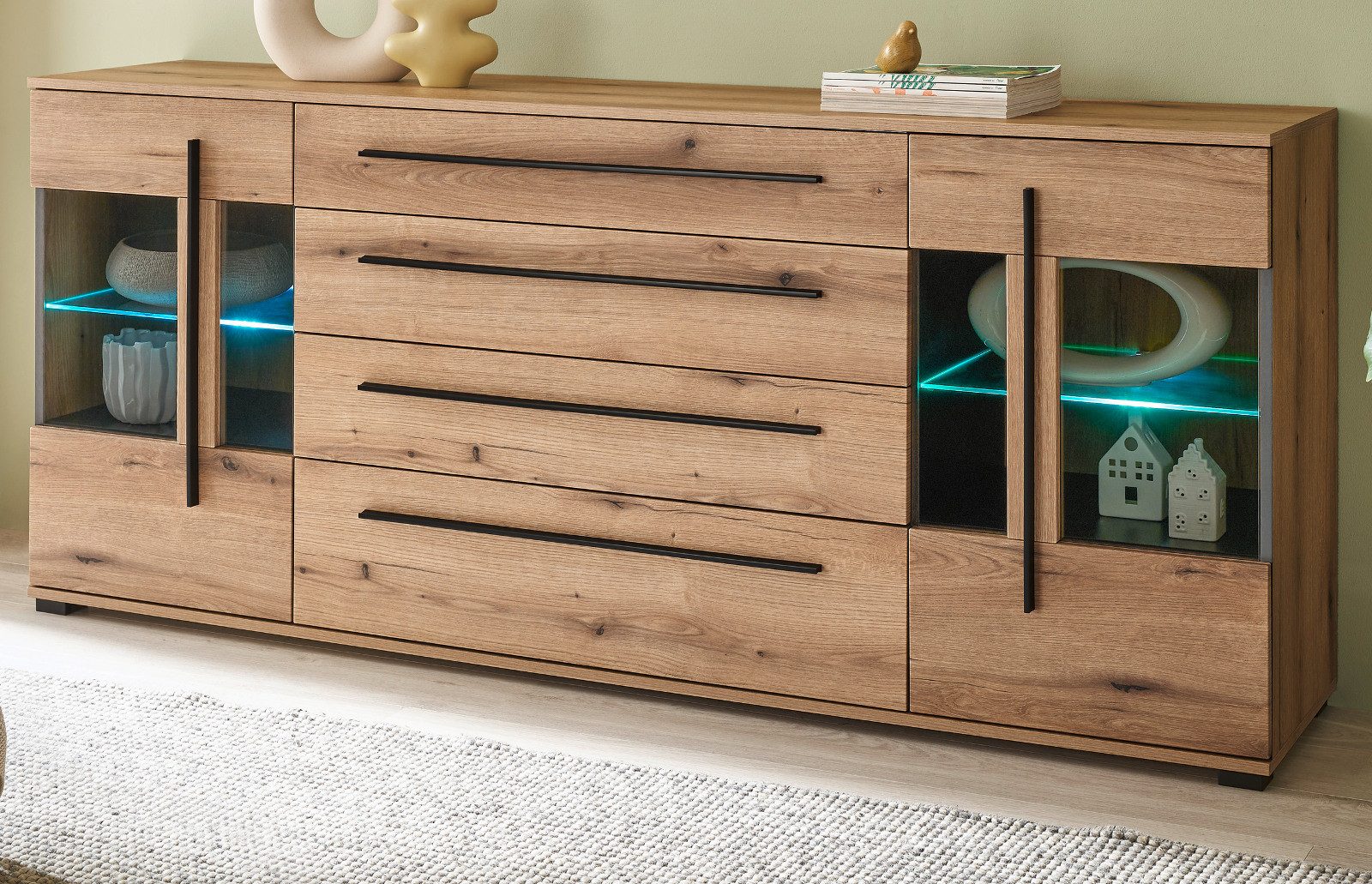 Furn.Design Sideboard Design-D (Anrichte in Evoke Eiche Dekor, 200 x 86 cm), mit Soft-Close-Funktion