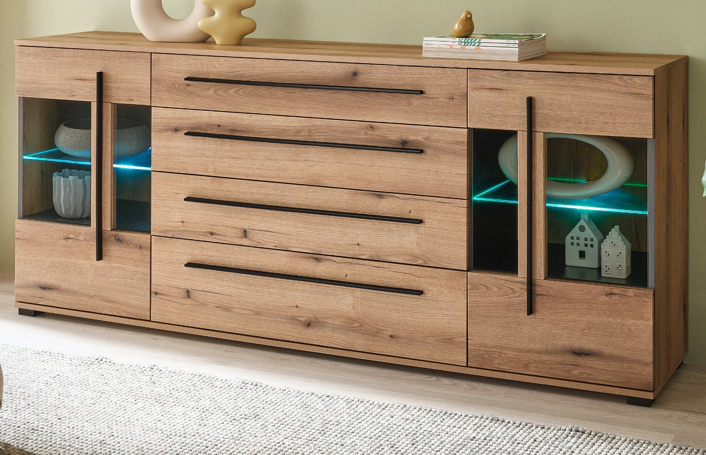 Furn.Design Sideboard Design-D (Anrichte in Evoke Eiche Dekor, 200 x 86 cm), mit Soft-Close-Funktion