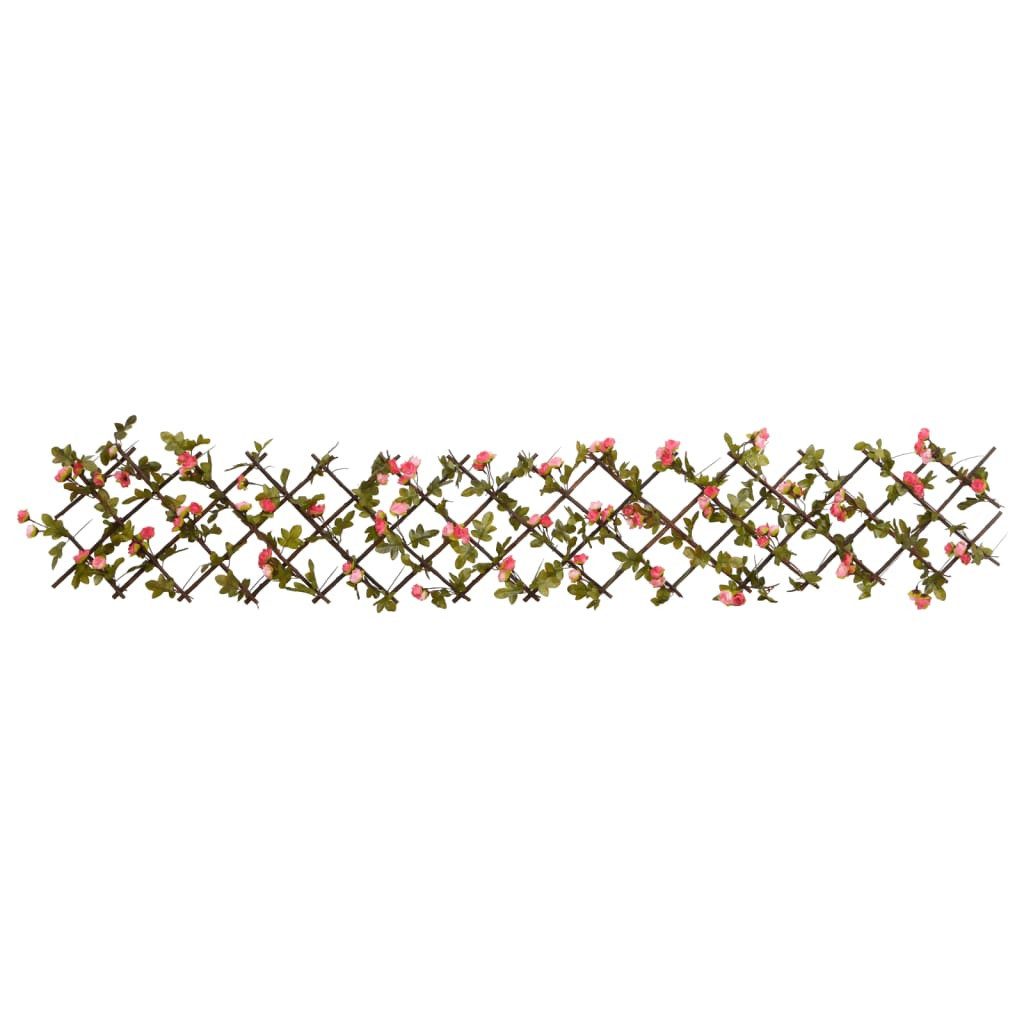 vidaXL Gartenzaun Rankgitter mit Künstlichem Efeu Erweiterbar Dunkelrosa 180x20cm, (1-St)
